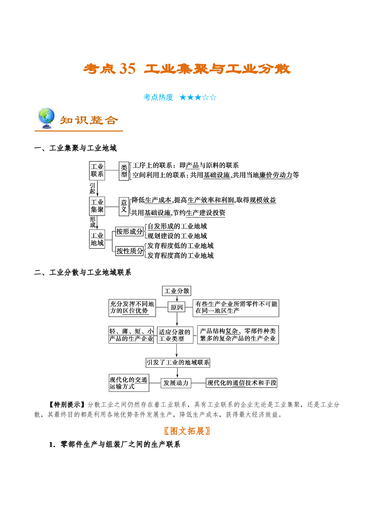 考点35 工业集聚与工业分散-备战2022年高考地理一轮复习考点帮.doc 第1页