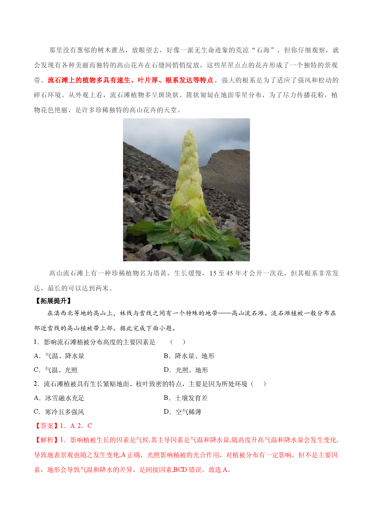 地理热点278 高山流石滩-备战2022年高考地理全二轮复习高频考点狙击与专项突破.docx 第2页