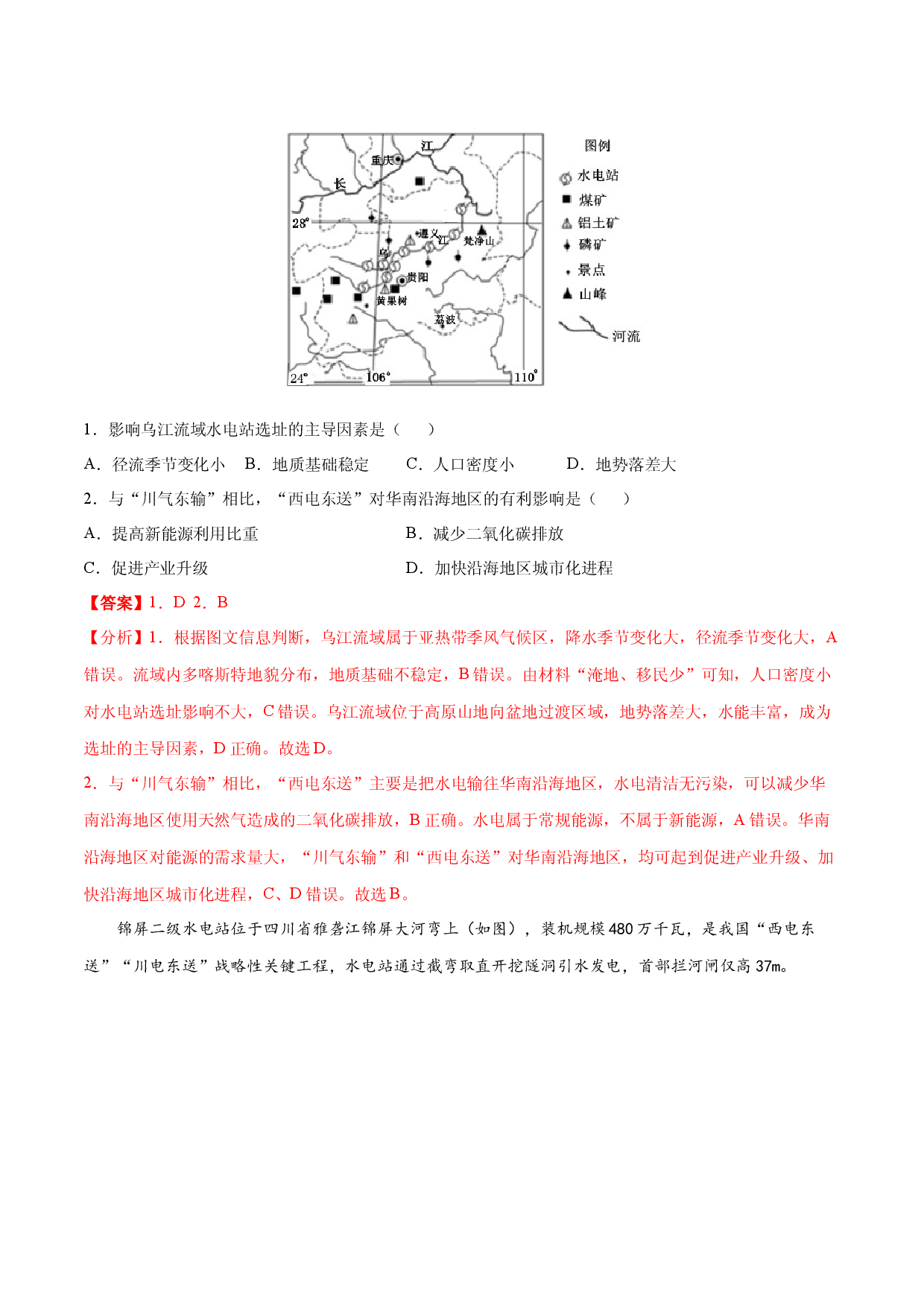 地理热点226 水电站区位因素-备战2022年高考地理全二轮复习高频考点狙击与专项突破.docx 第2页