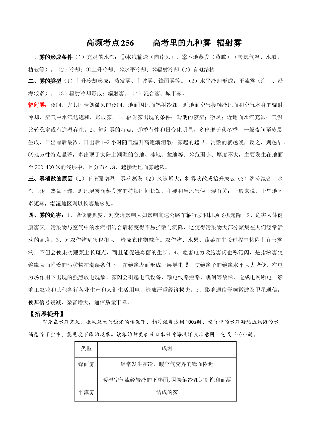 地理热点202 高考里的九种雾--辐射雾-备战2022年高考地理全二轮复习高频考点狙击与专项突破.docx 第1页