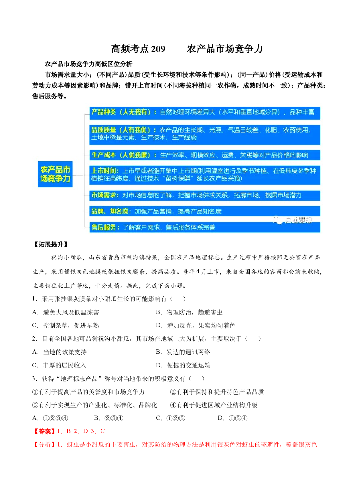 地理热点155 农产品市场竞争力-备战2022年高考地理全二轮复习高频考点狙击与专项突破.docx 第1页