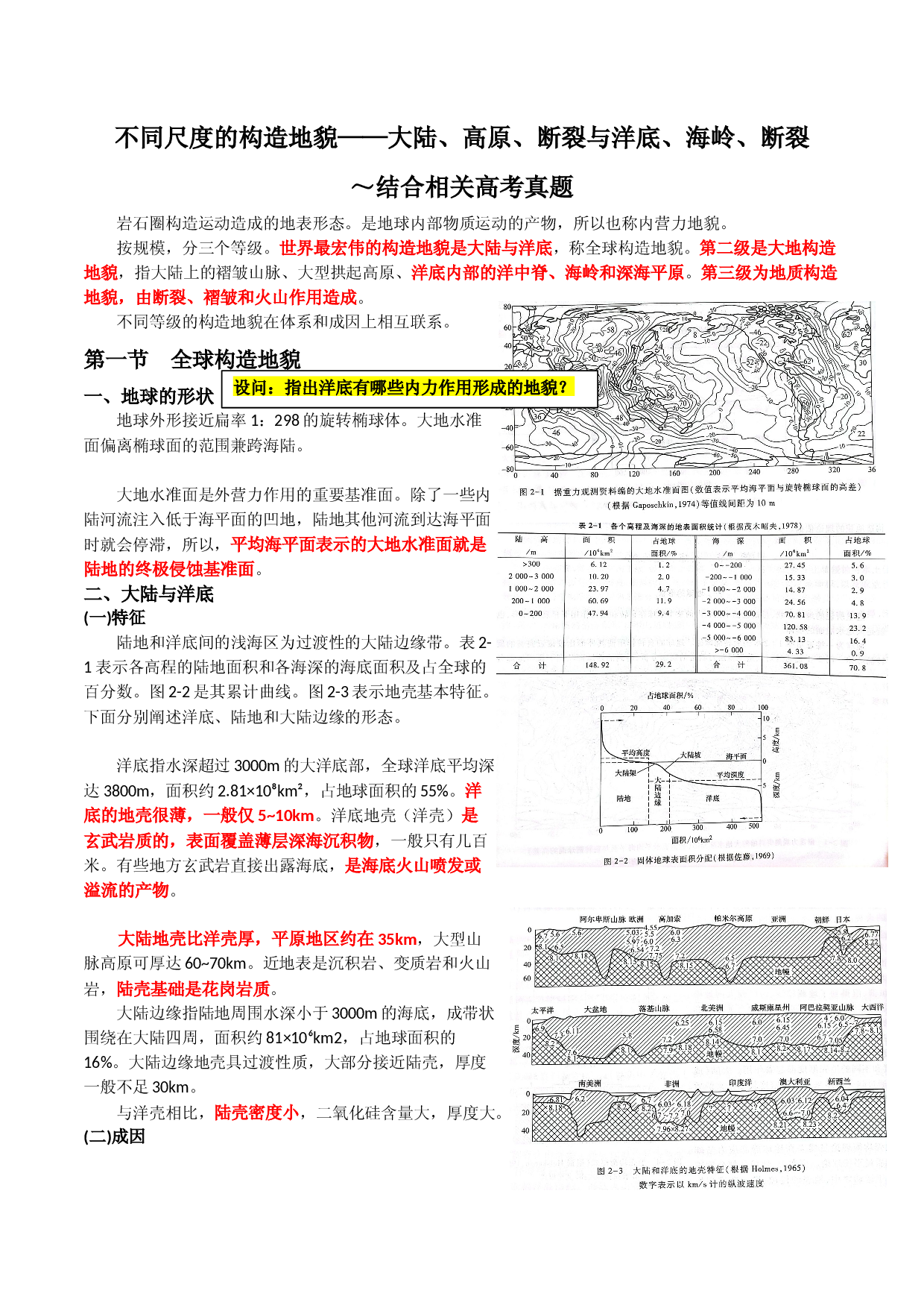 26 不同尺度的构造地貌&mdash;&mdash;大陆、高原、褶皱与洋底、海岭、断裂-【超前培优】备战2023年高考地理之探讨大学地理知识.docx 第1页