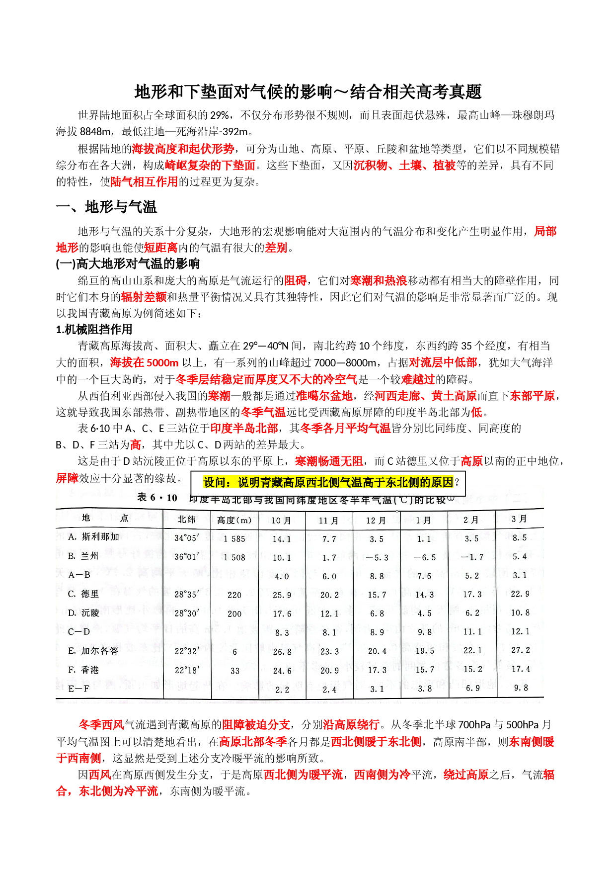 14地形和下垫面对气候的影响～结合相关高考真题-【超前培优】备战2023年高考地理之探讨大学地理知识.docx 第1页