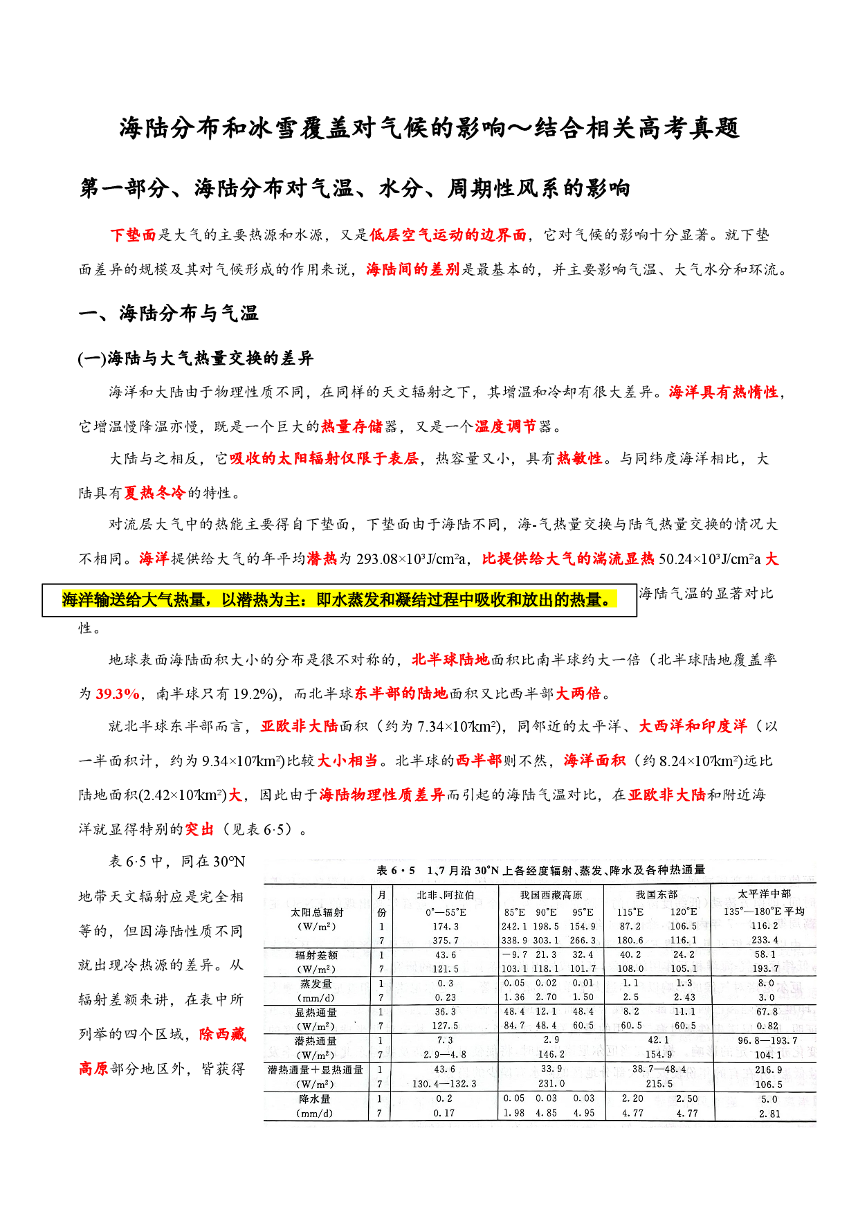 13 海陆分布和冰雪覆盖对气候的影响～结合相关高考真题-【超前培优】备战2023年高考地理之探讨大学地理知识.docx 第1页