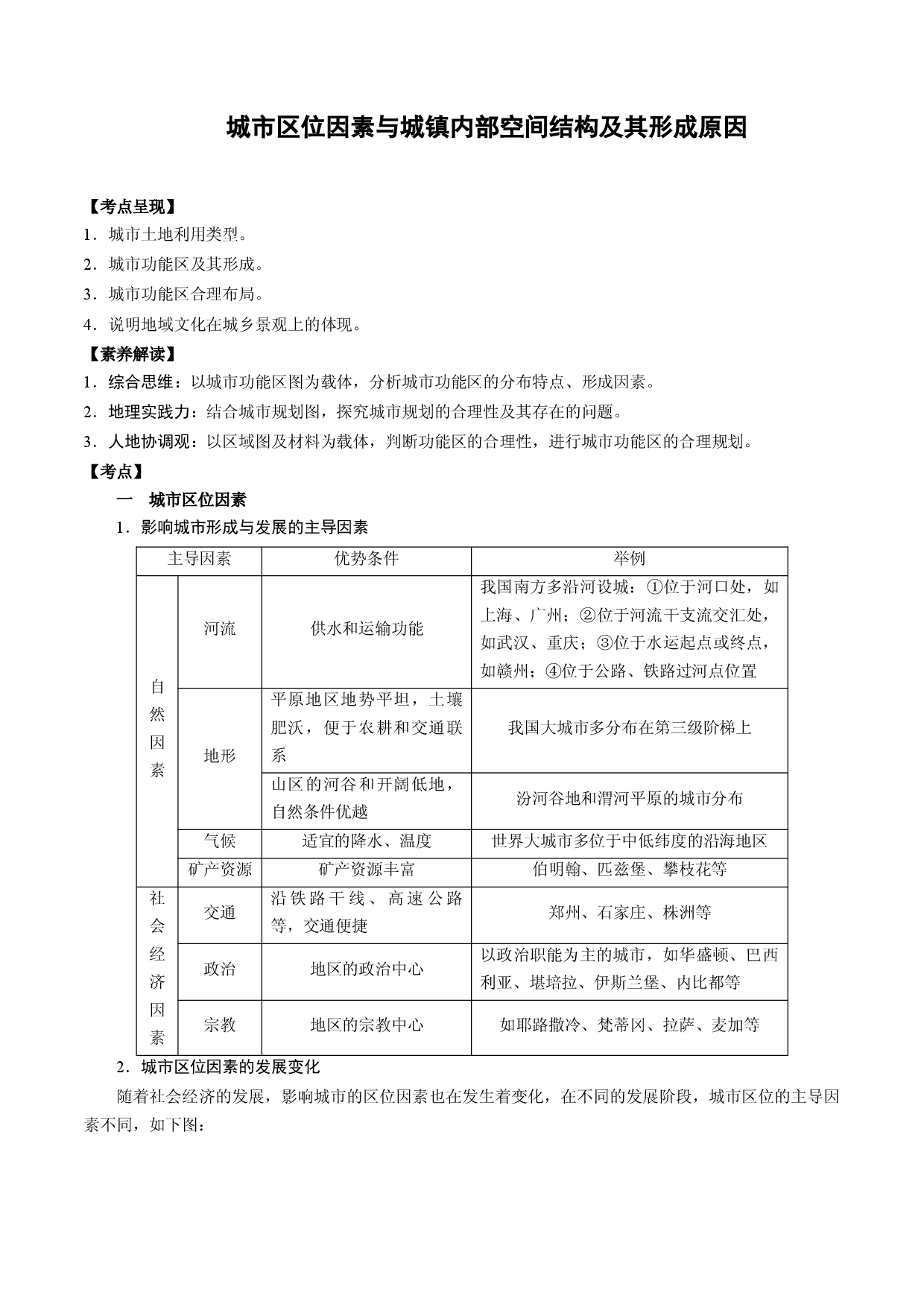 2.3.2 城市区位因素与城镇内部空间结构及其形成原因（讲练）-【高考君】备战2023年高考地理大一轮复习全考点精讲练（新高考专用）.docx 第1页