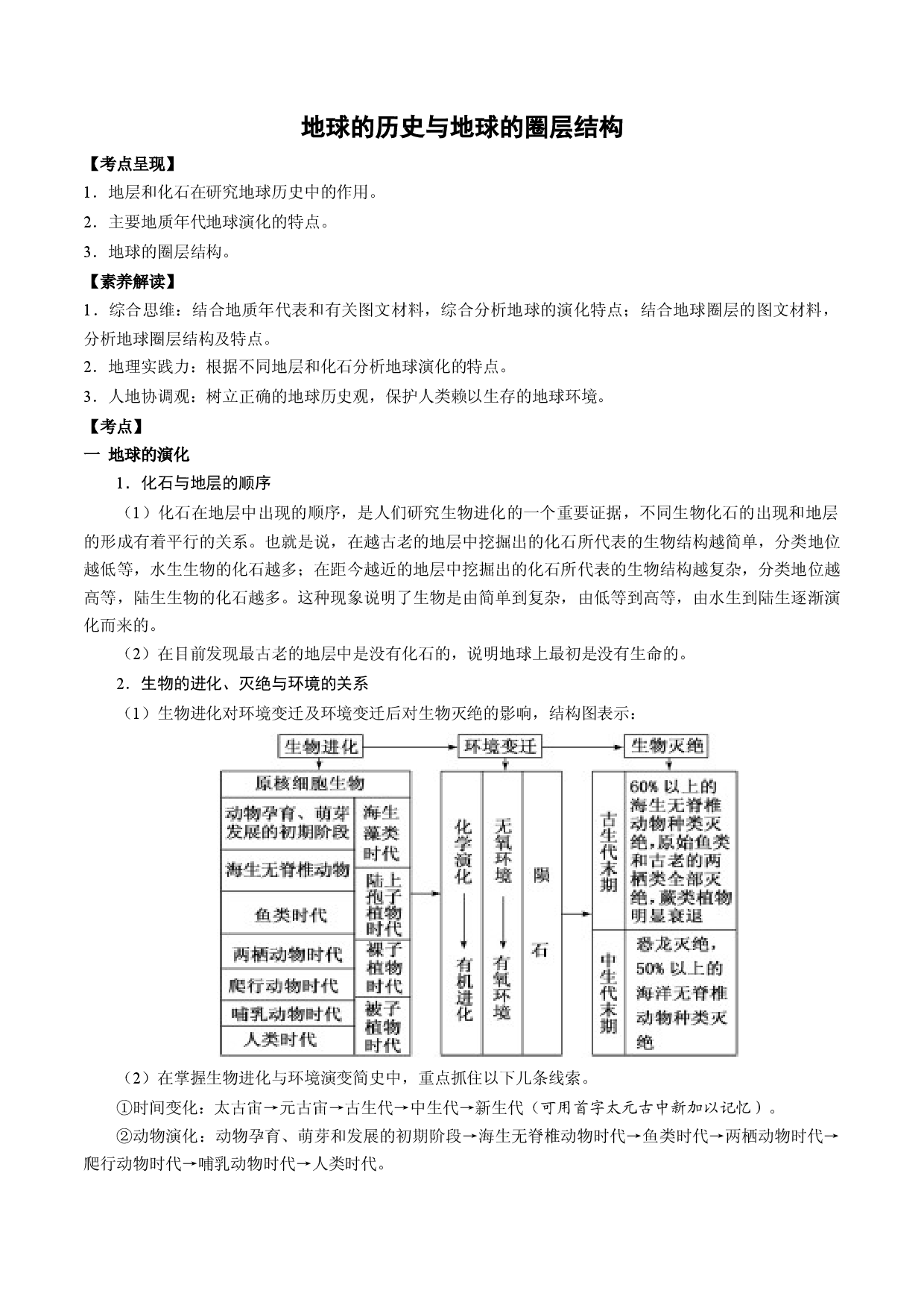 1.4 地球的历史与地球的圈层结构（讲练）-【高考君】备战2023年高考地理大一轮复习全考点精讲练（新高考专用）.docx 第1页
