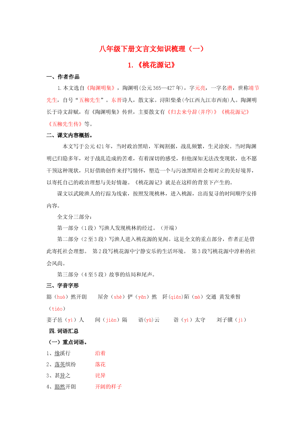 专题24 八年级下册文言文知识点梳理（一）-2023年中考语文背诵手册.docx 第1页