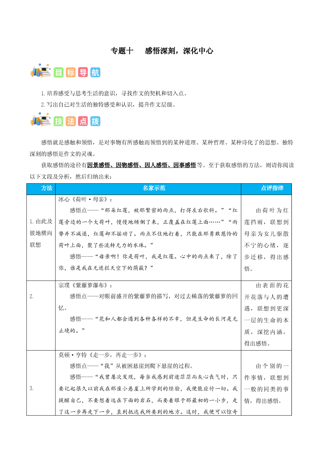 专题10  感悟深刻，深化中心-冲刺2022年中考语文作文高分专项突破.docx 第1页