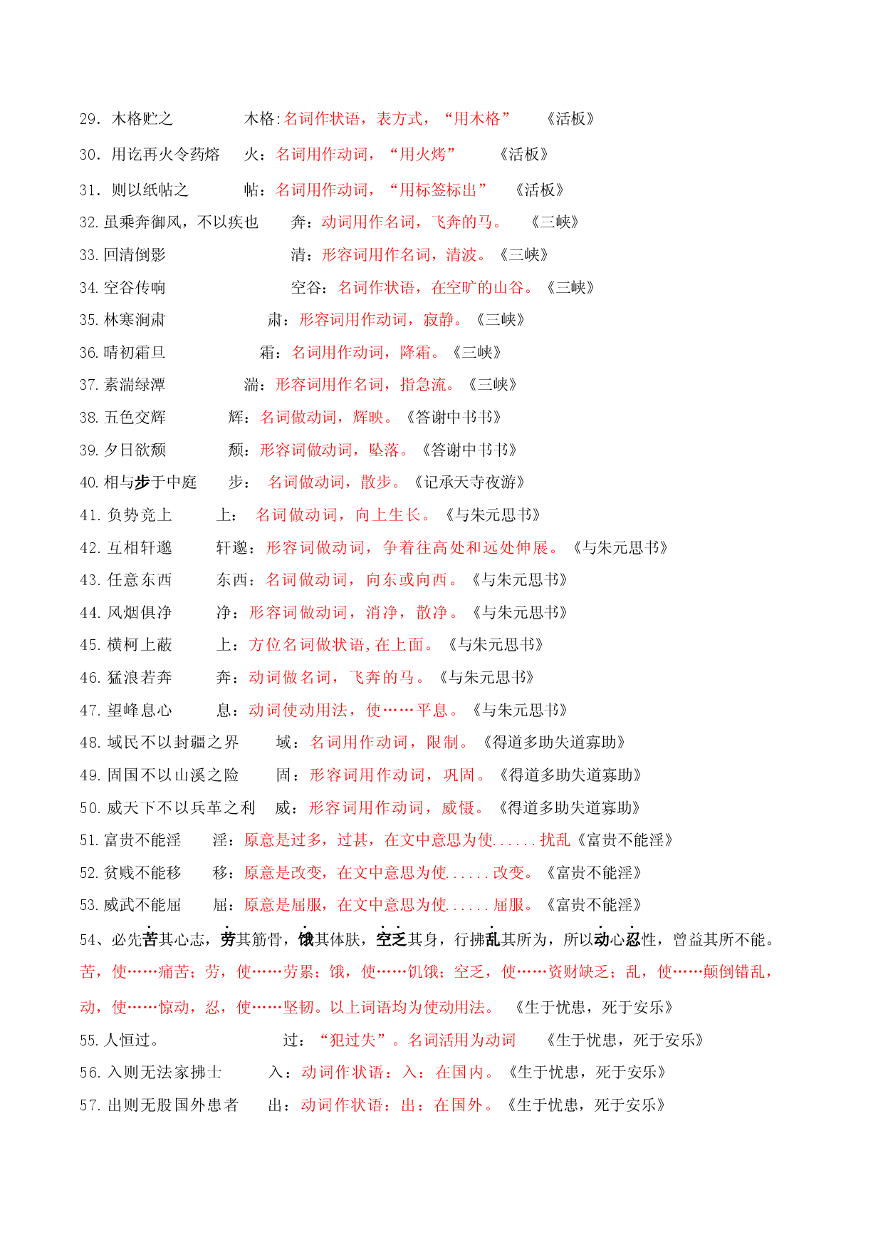 专题5  文言文词类活用梳理-【必背、必备】2024年中考语文文言文知识清单（统编版）.docx 第2页