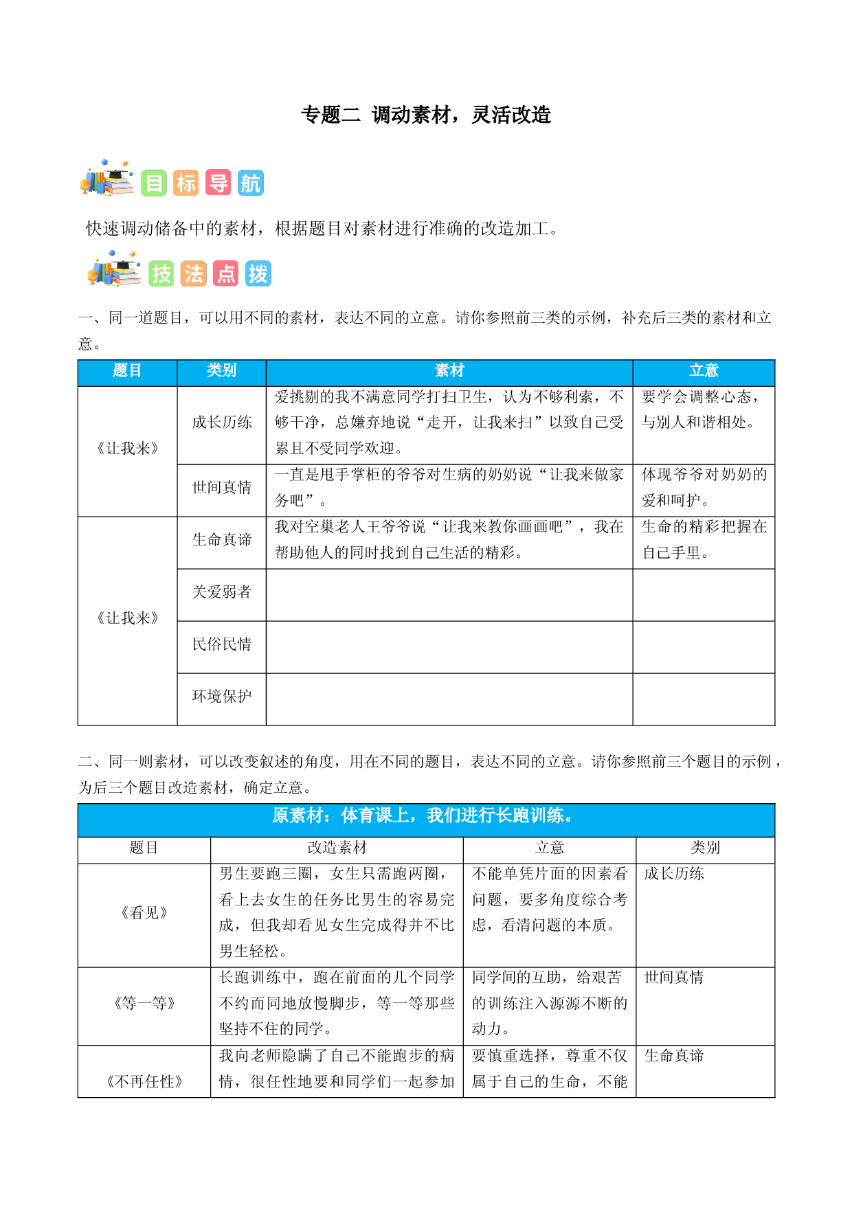 专题02  调动素材，灵活改造-冲刺2022年中考语文作文高分专项突破习.docx 第1页