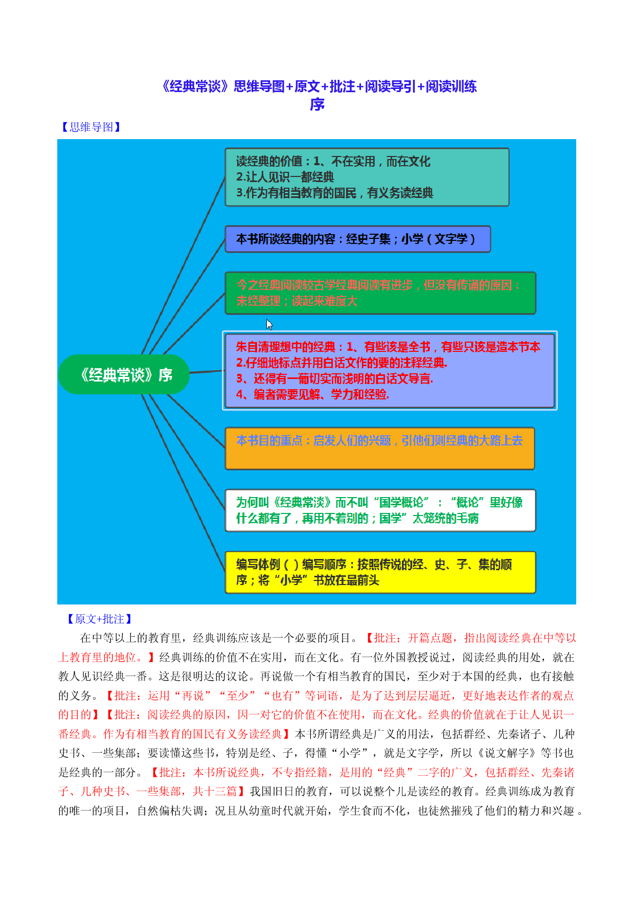 序-名著《经典常谈》思维导图+导语阐述+原文批注+阅读导引+阅读训练.docx 第1页