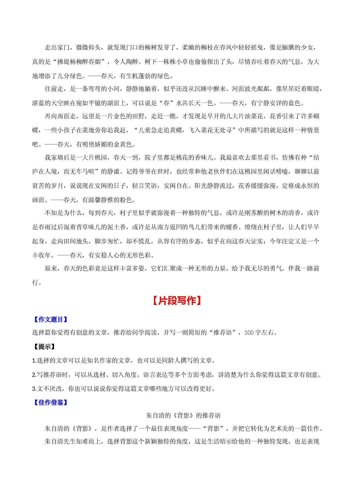 第六单元 有创意地表达-【从教材到中考】2023-2024学年九年级语文下册单元写作达标训练（统编版）.docx 第2页