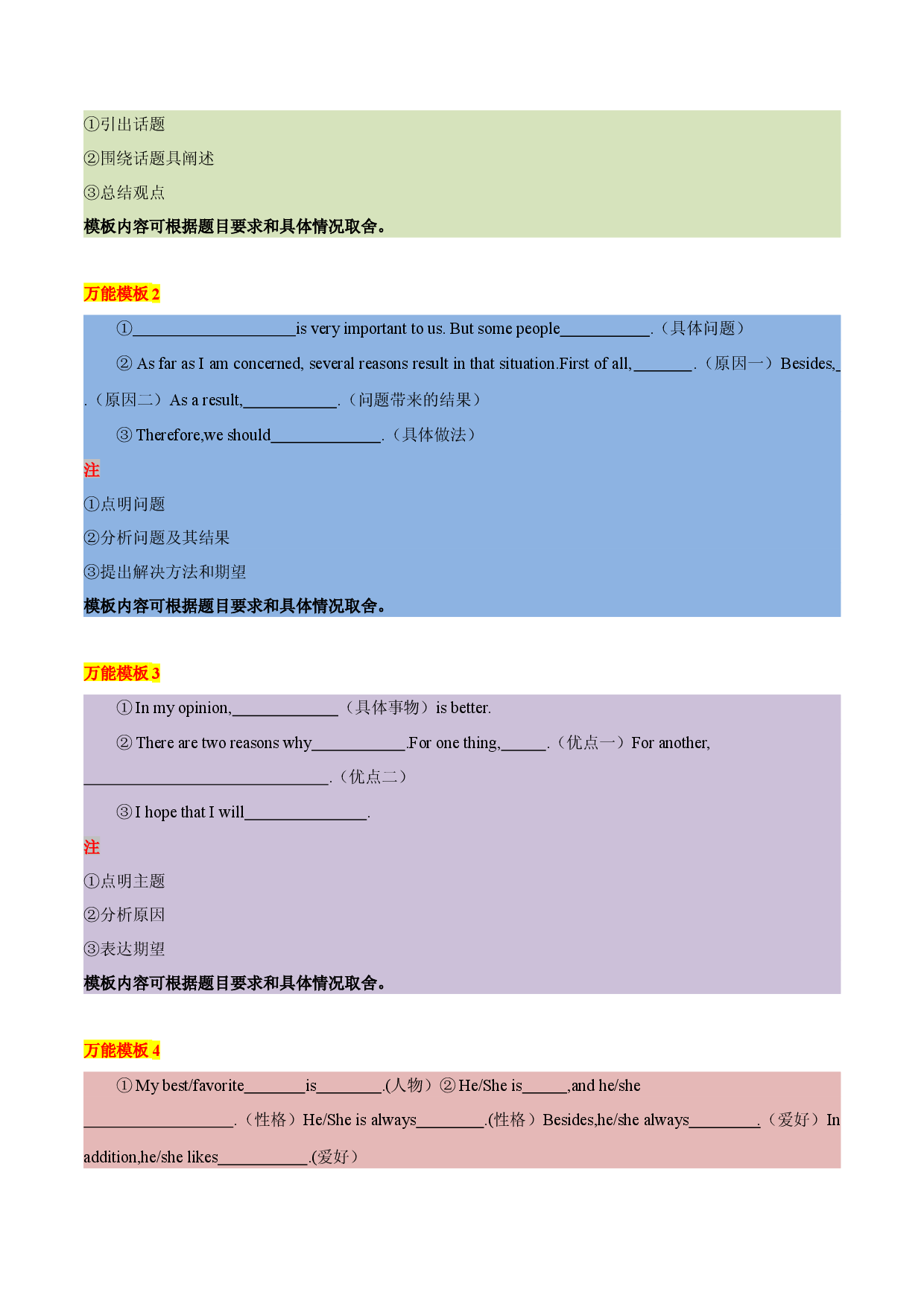 21 应试题型提纲作文类-  研读中考作文真题总结黄金模板备战2023年中考英语高分作文（通用版）.docx 第2页