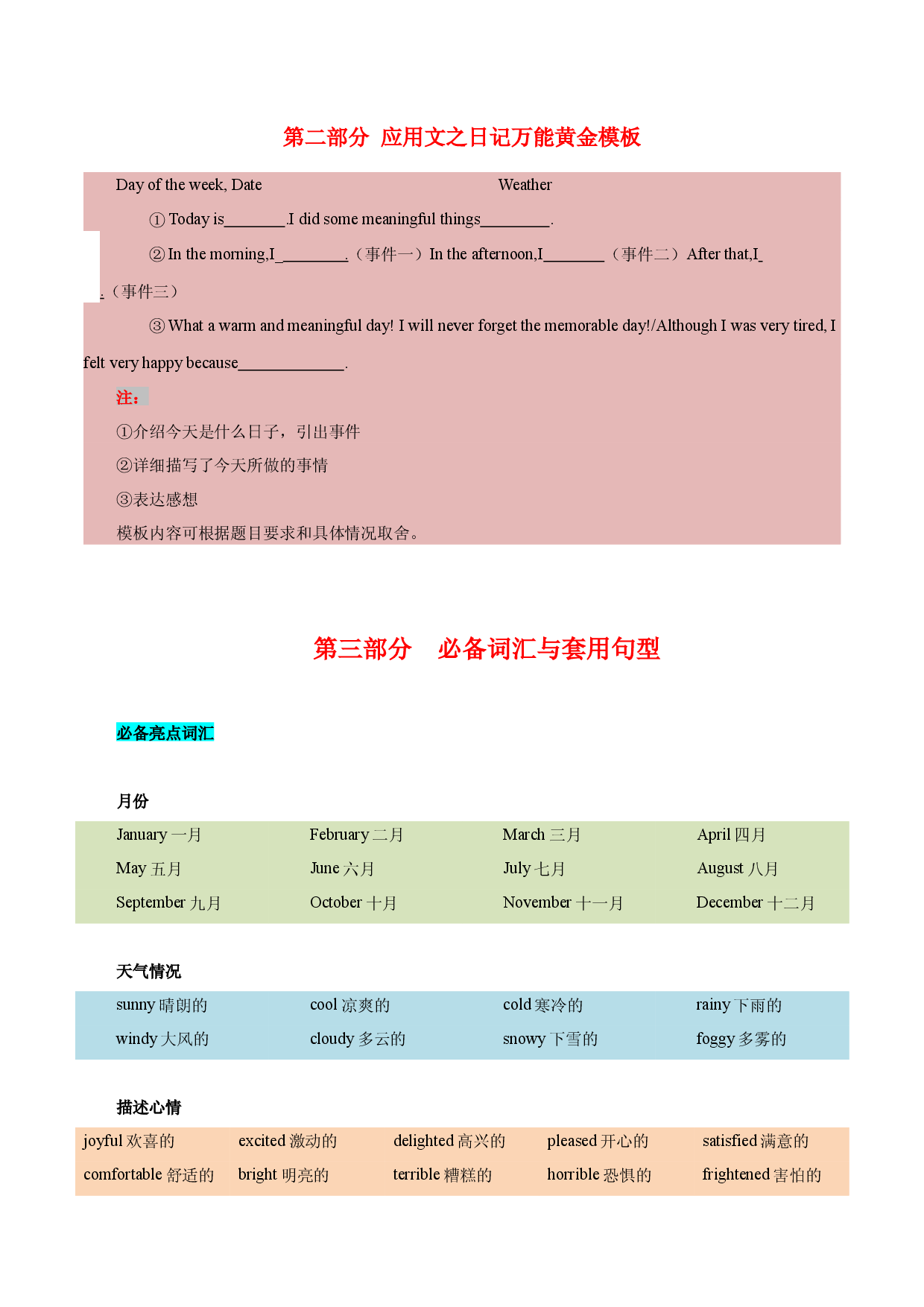 10 应用文之日记-  研读中考作文真题总结黄金模板备战2023年中考英语高分作文（通用版）.docx 第2页
