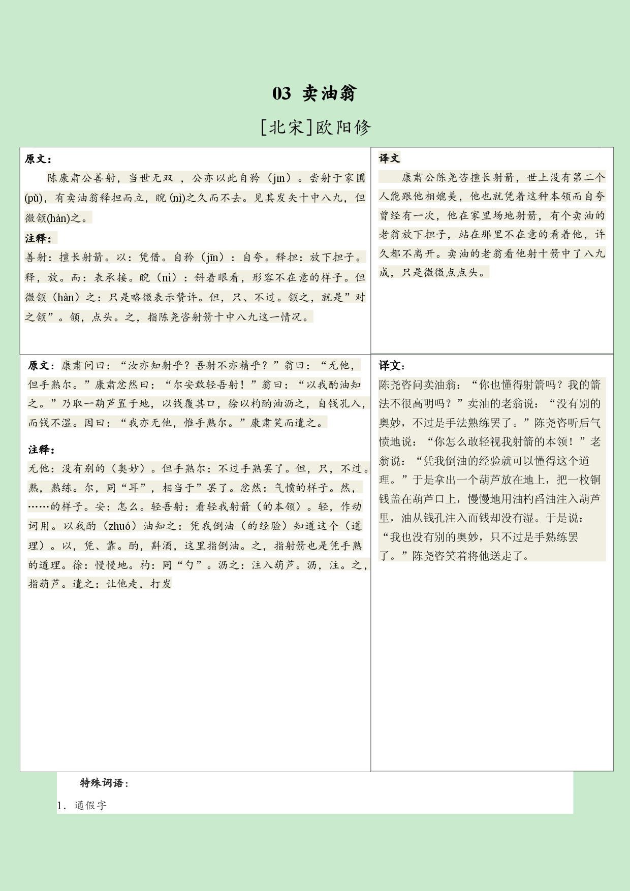 03  卖油翁-2019-2020学年七年级语文下学期古诗文全能提升.docx 第1页