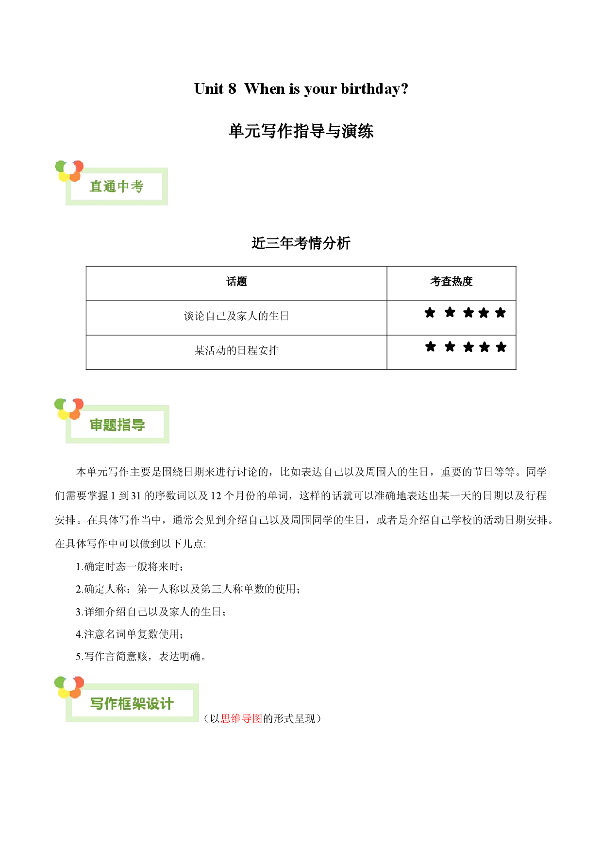 Unit 8 When is your birthday-【同步写作课】2023-2024学年七年级上册英语单元写作深度指导（人教版）(1).docx 第1页