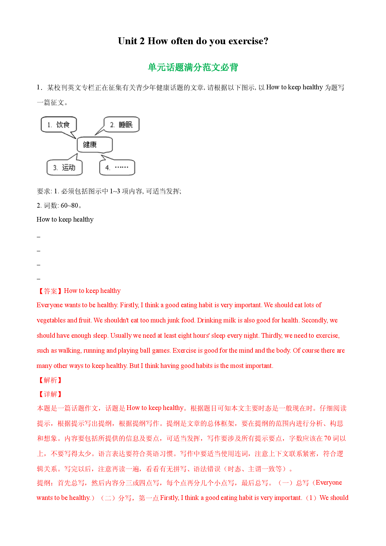 Unit 2 单元话题满分范文必背-2022-2023学年八年级英语上册单元重难点易错题精练（人教版）.docx 第1页