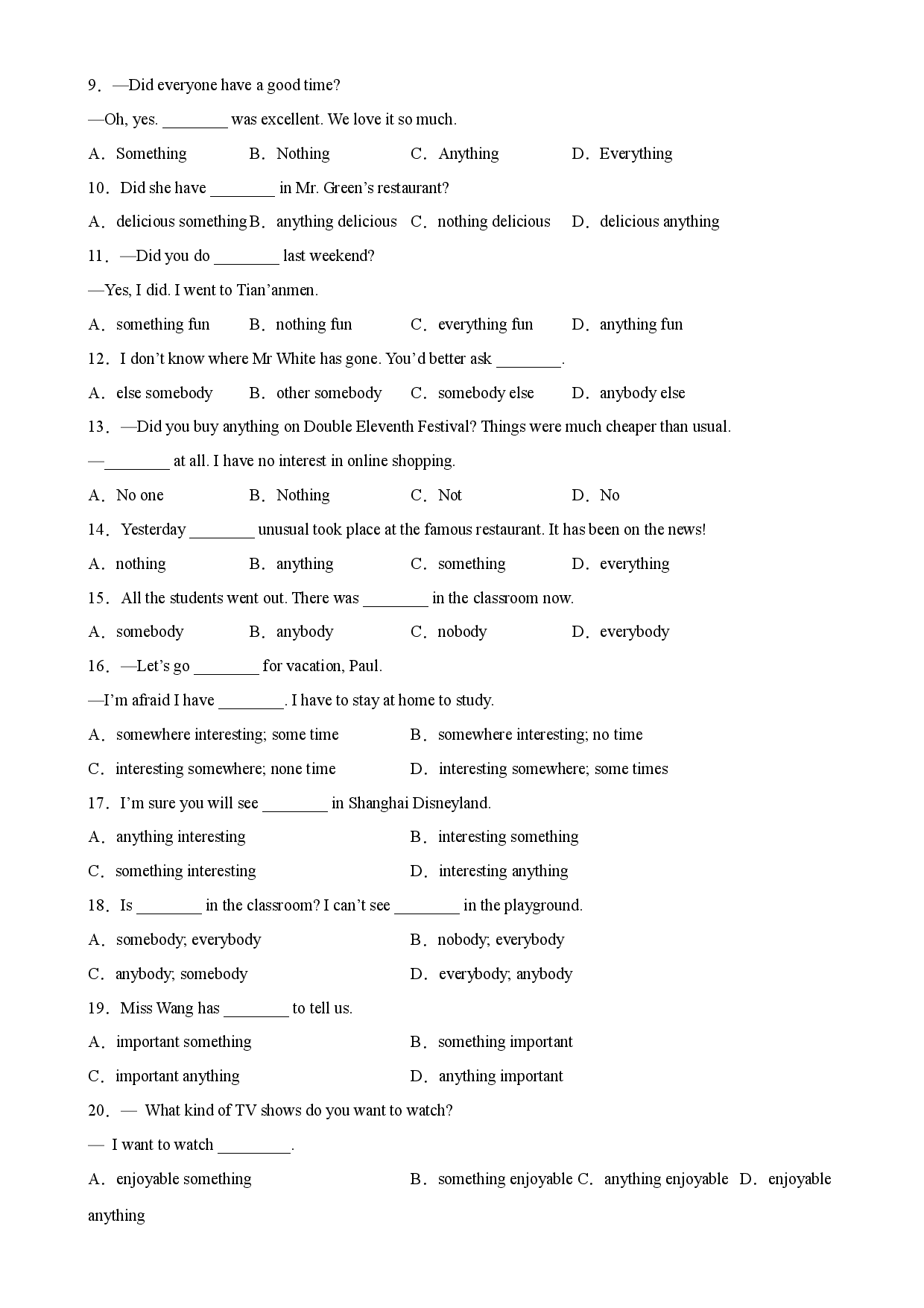 Unit 1 单元语法Grammar 复合不定代词和一般过去时-2023-2024学年八年级英语上册单元重难点易错题精练（人教版）.docx 第2页