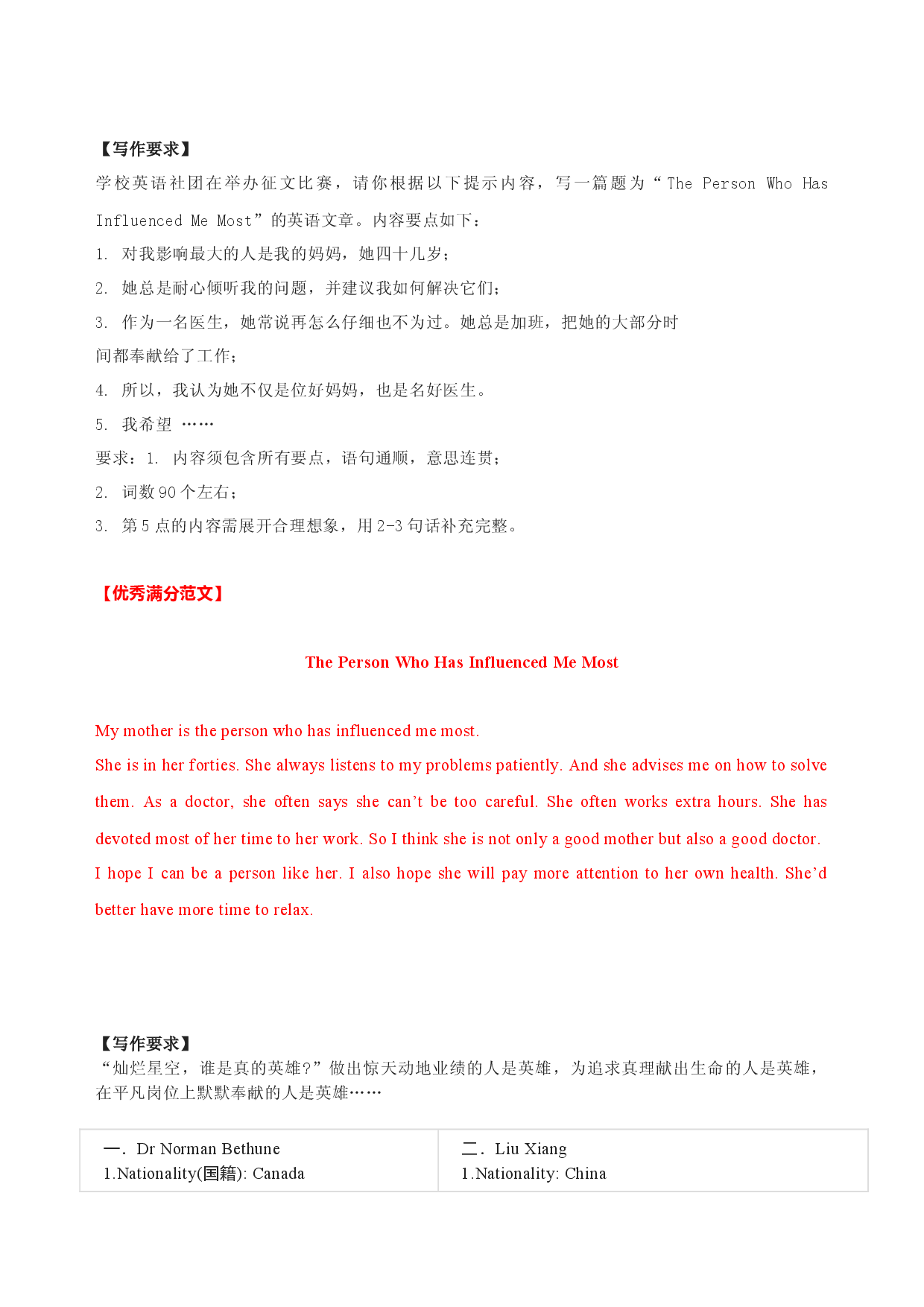 满分作文06篇 写人叙事-备战2022年中考英语作文热点话题押题预测（全国通用）.docx 第1页