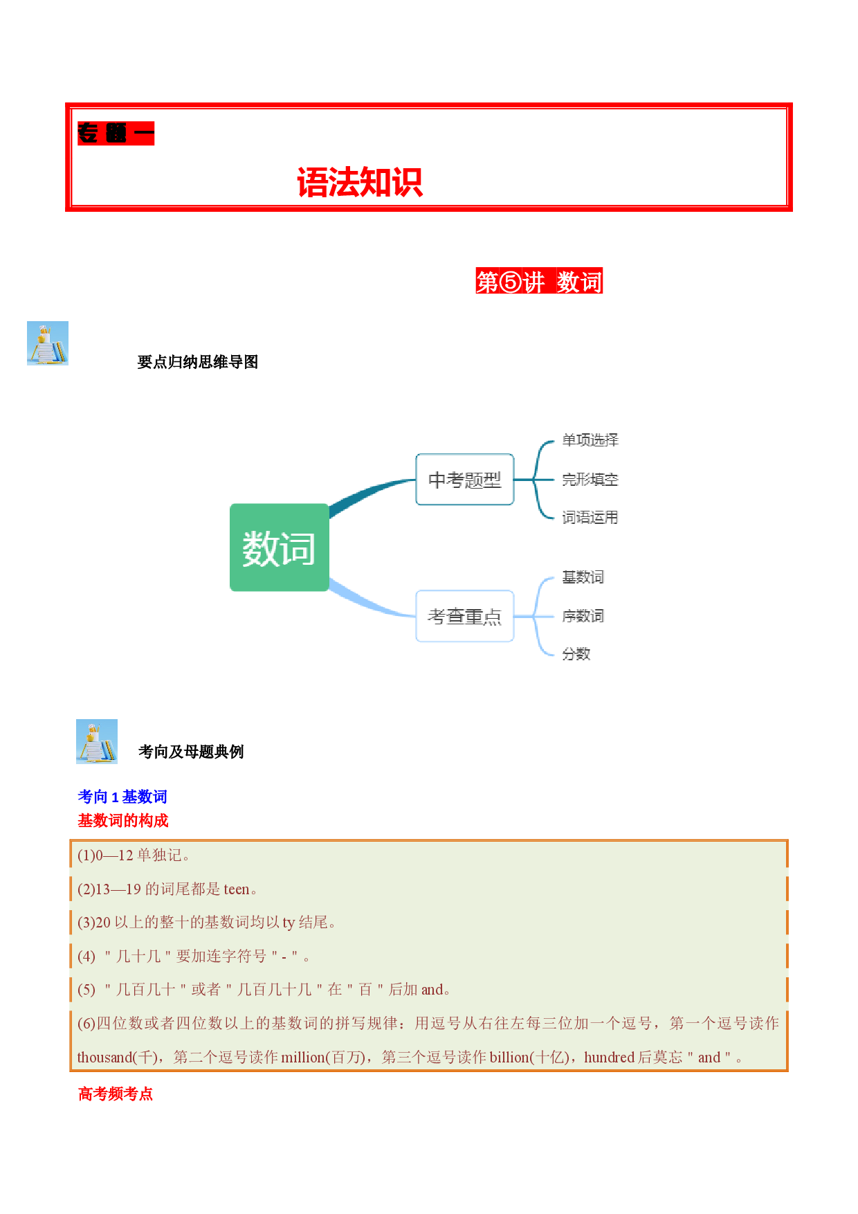 第05讲 数词（基数词、序数词、分数的表达、时间表达法）-2024年中考英语学霸必刷子母题.docx 第1页
