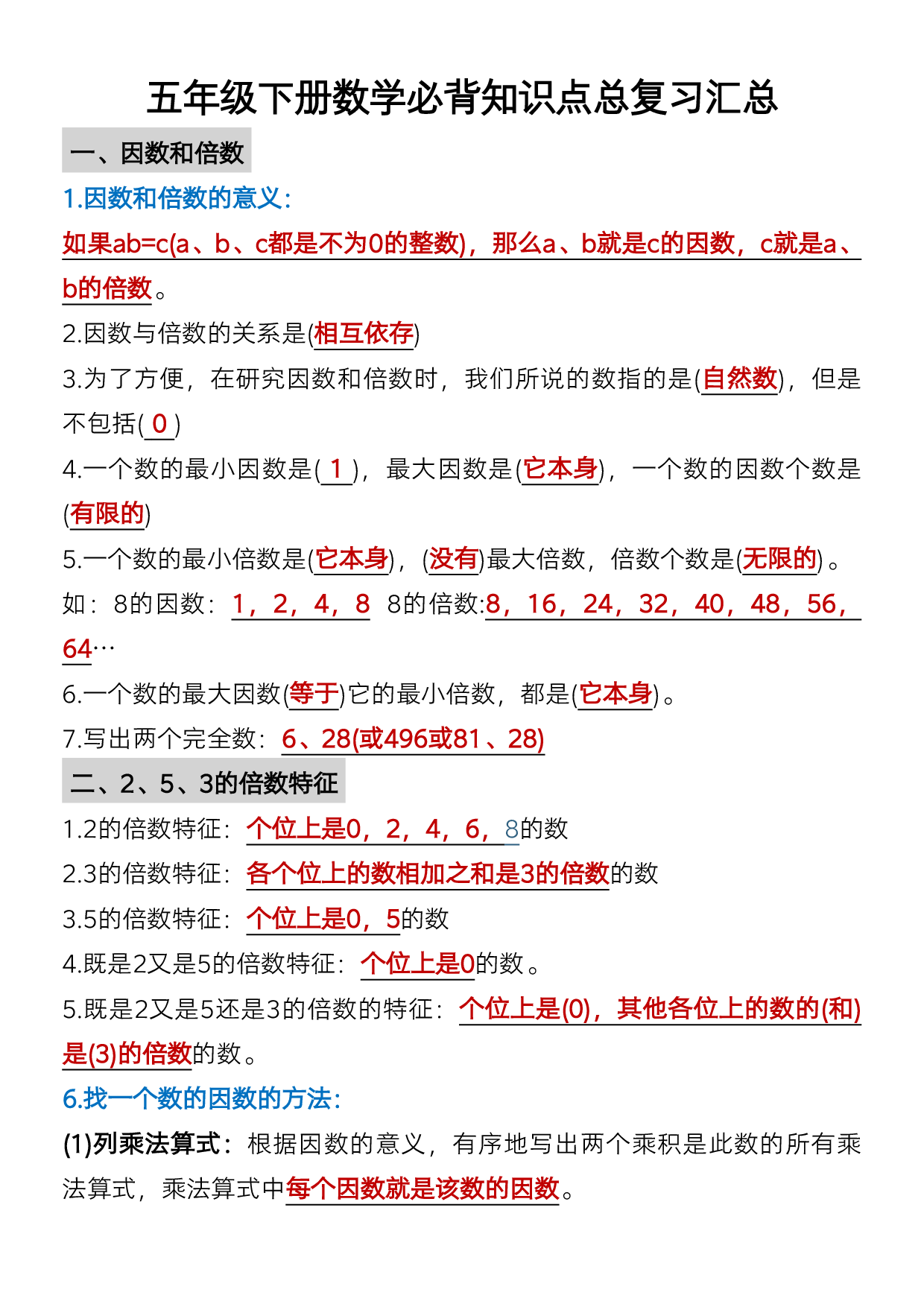 数学五年级下册必背知识点汇总.pdf 第1页