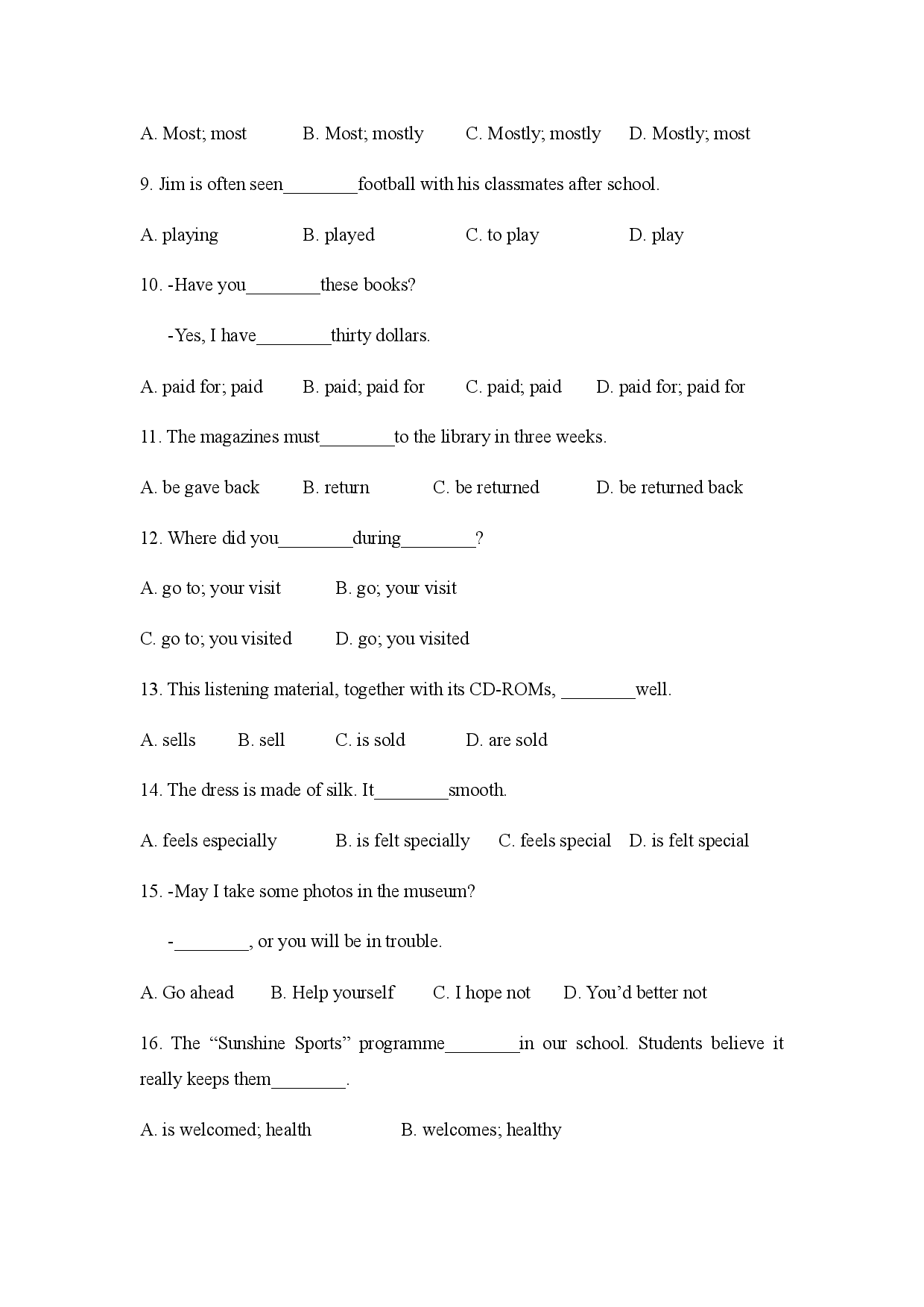 译林版八年级下册英语Unit 7单项选择专项练习（含答案）.docx 第2页