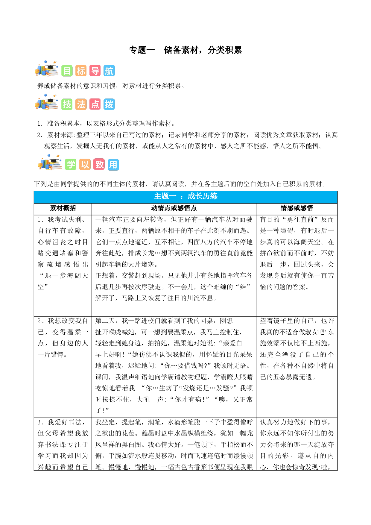 专题01  储备素材，分类积累-冲刺2022年中考语文作文高分专项突破.docx 第1页