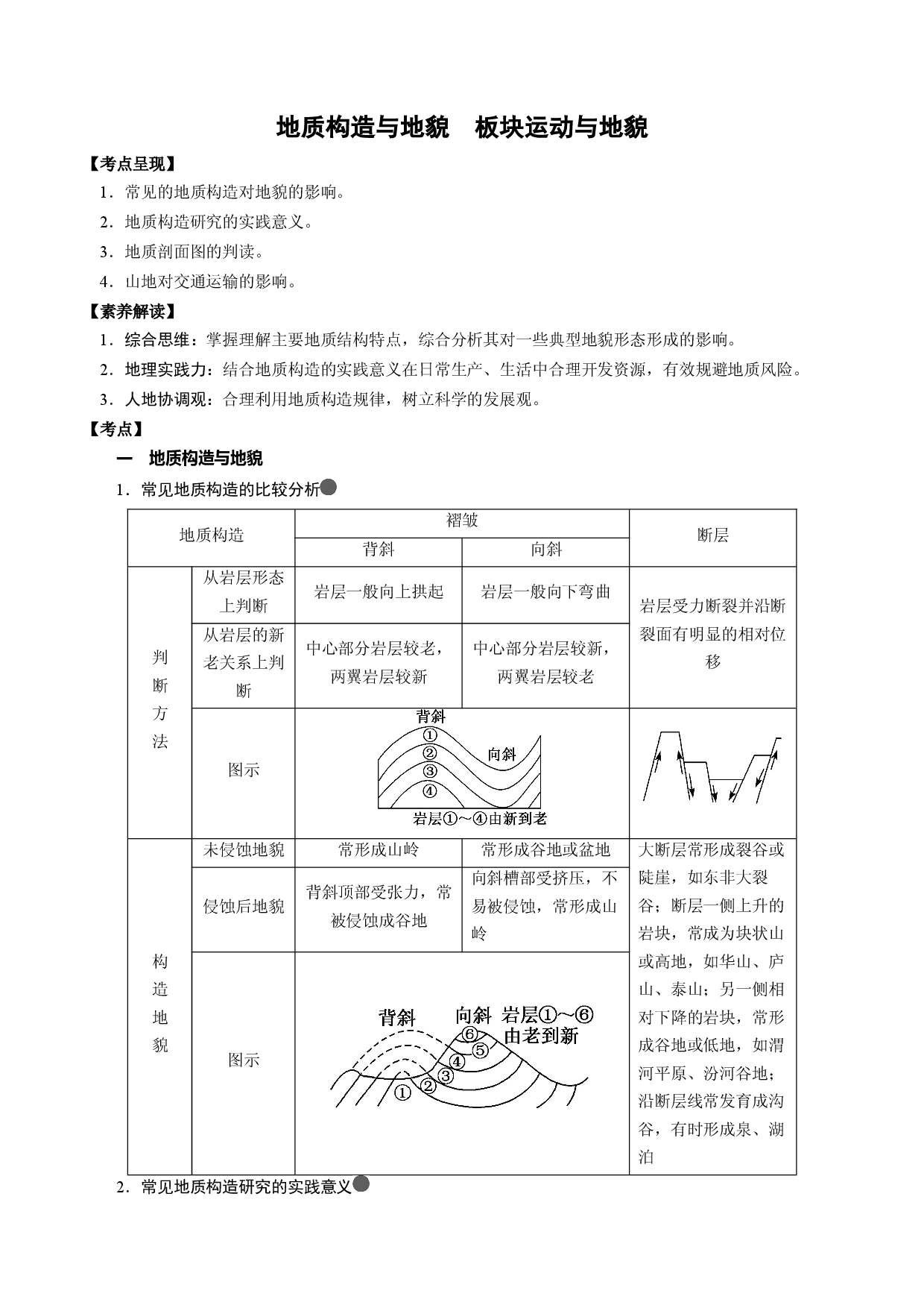 3.3.1 地质构造与地貌  板块运动与地貌（讲练）-【高考君】备战2023年高考地理大一轮复习全考点精讲练（新高考专用）.docx 第1页