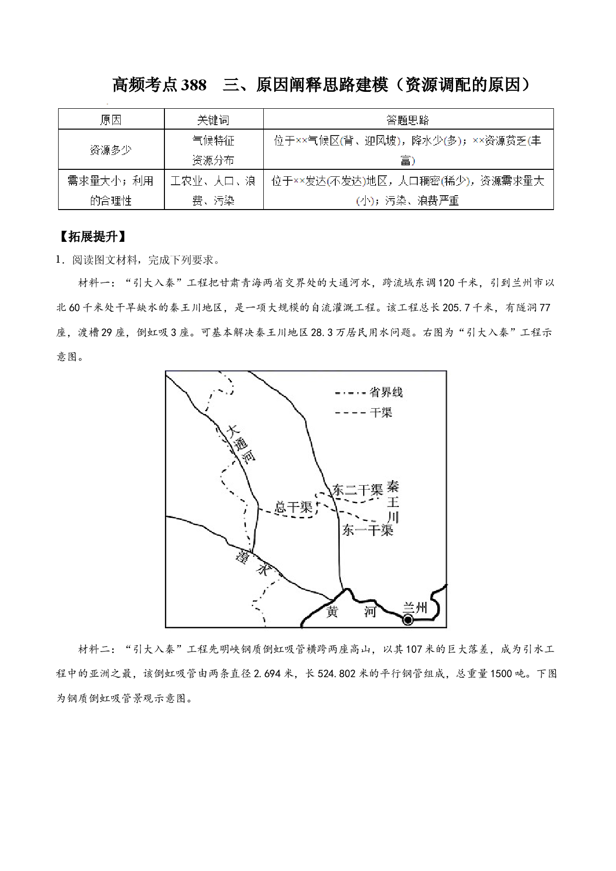 地理微考点388 三、原因阐释思路建模（资源调配的原因）  -2022年高考总复习地理微考点狙击与专项突破.docx 第1页