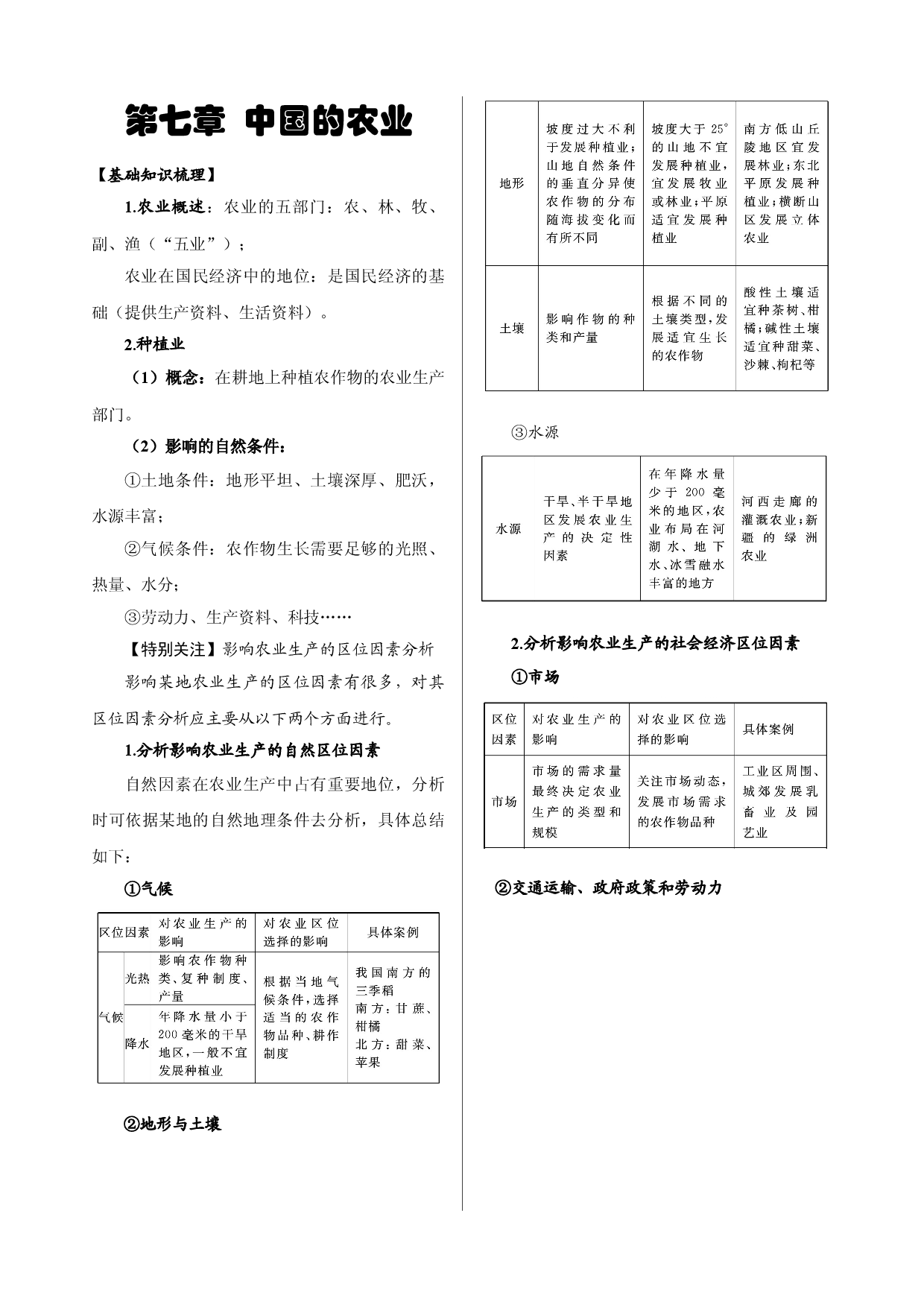 第7章  中国的农业-【复习指南】2022年高考地理多维度精品讲练（中国地理）.doc 第1页