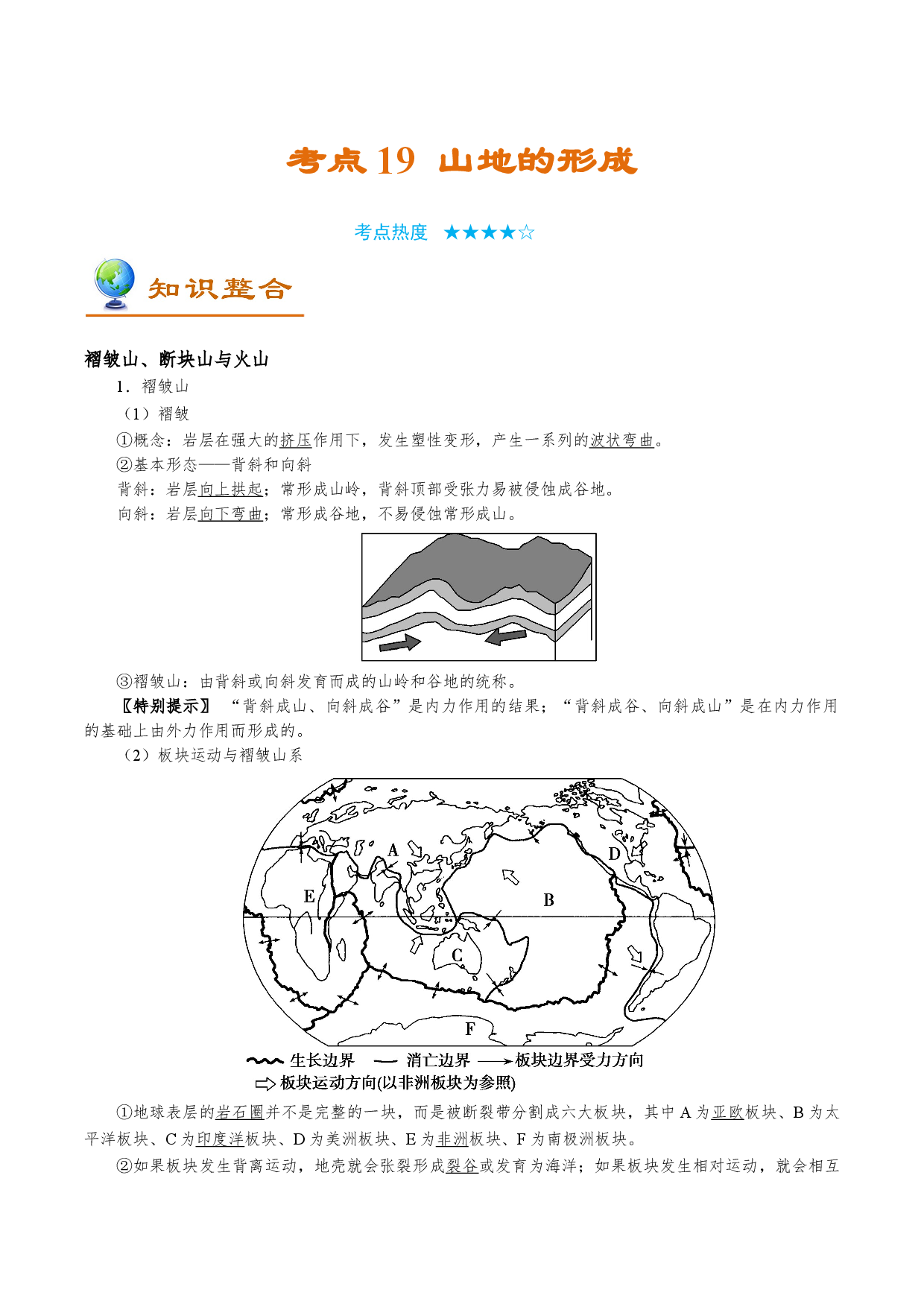 考点19 山地的形成-备战2022年高考地理一轮复习考点帮.doc 第1页