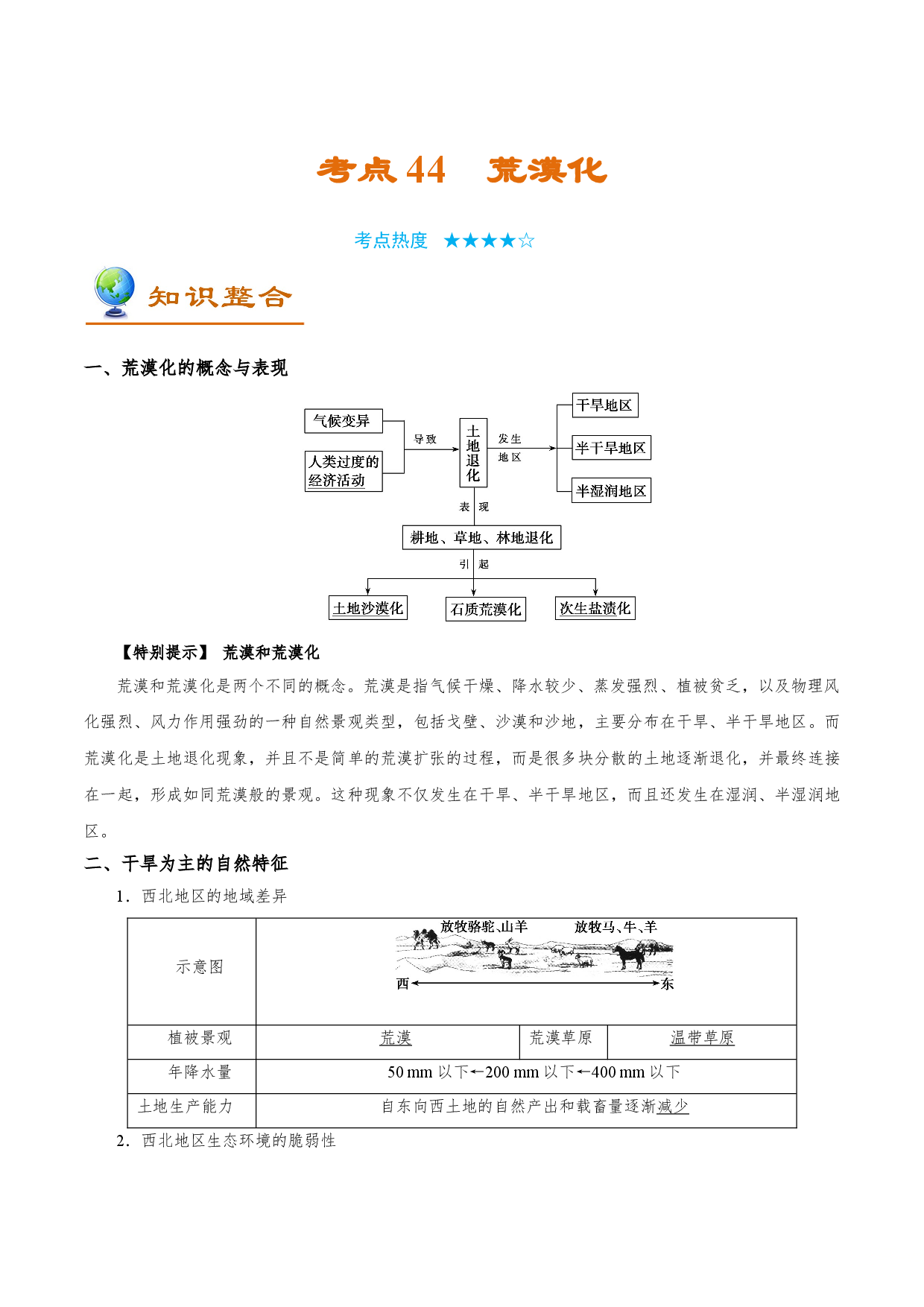 考点44 荒漠化-备战2022年高考地理一轮复习考点帮.doc 第1页