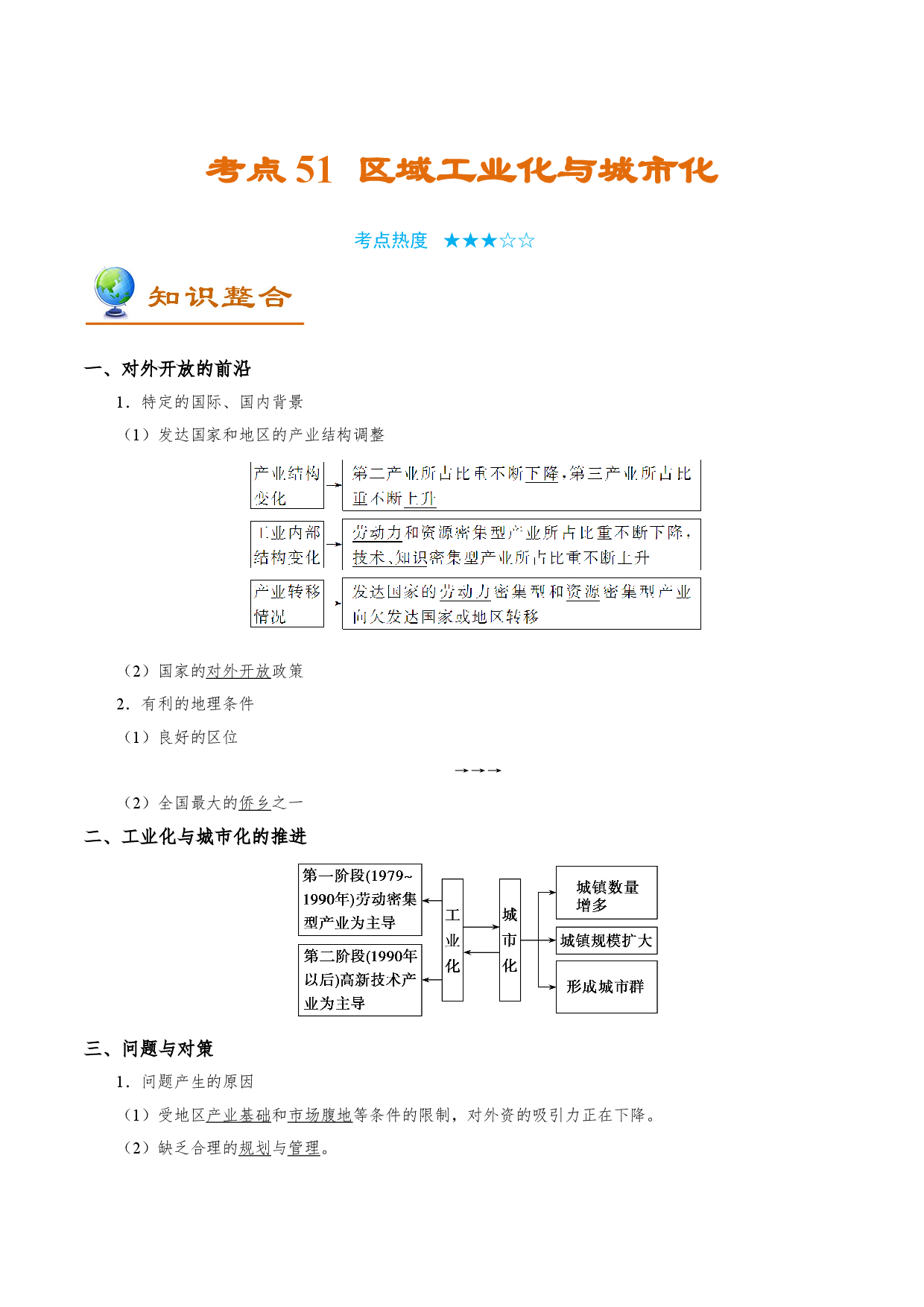 考点51 区域工业化与城市化-备战2022年高考地理一轮复习考点帮.doc 第1页