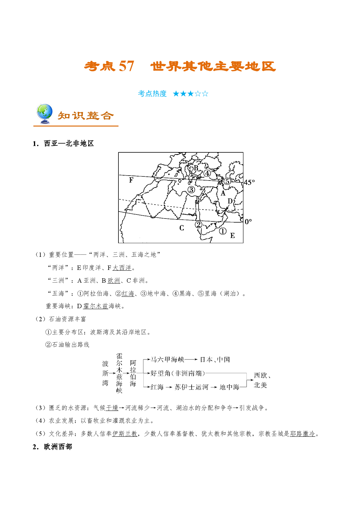 考点57 世界其他主要地区-备战2022年高考地理一轮复习考点帮.doc 第1页