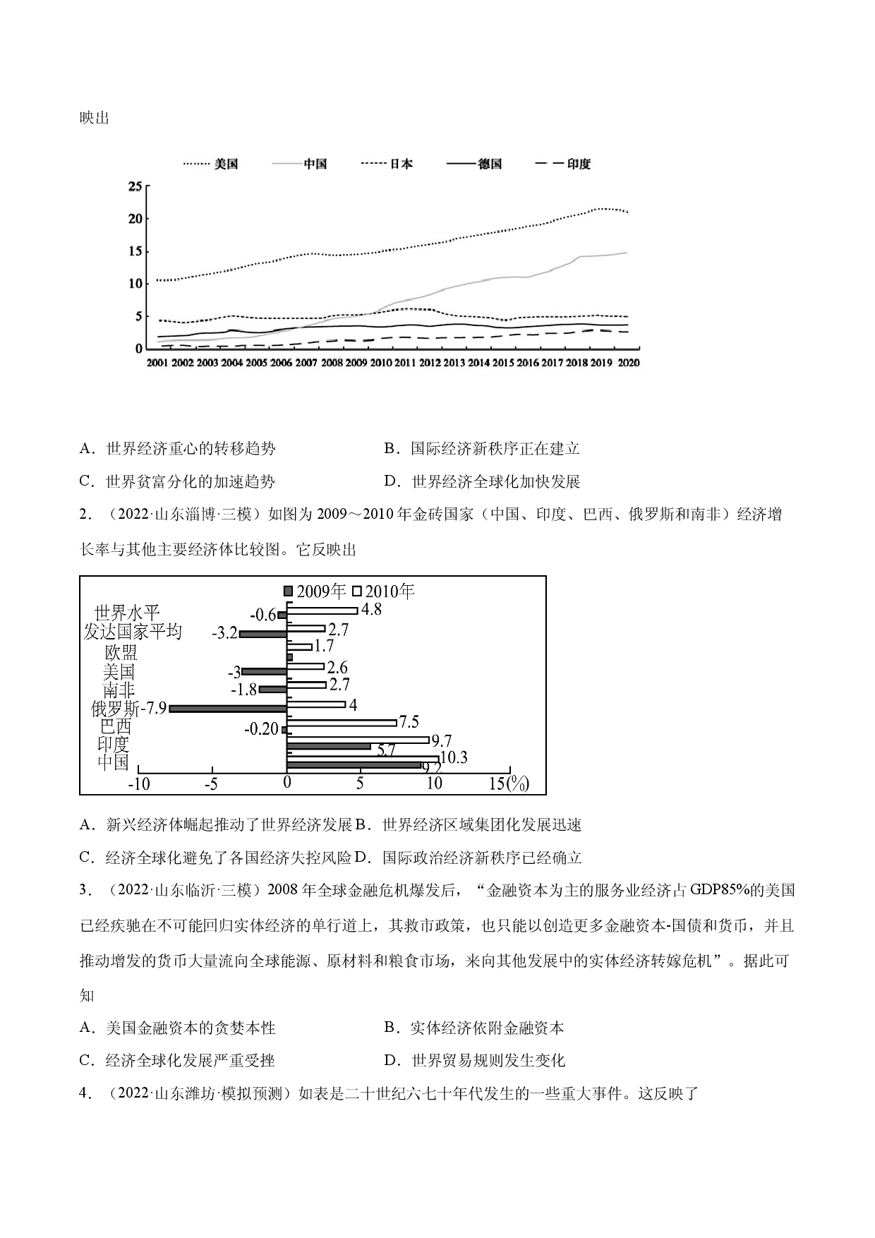 专题21 当代世界发展的特点与主要趋势（含答案解析）-备战2023年山东历史新高考【3年真题+1年模考】精练.docx 第2页