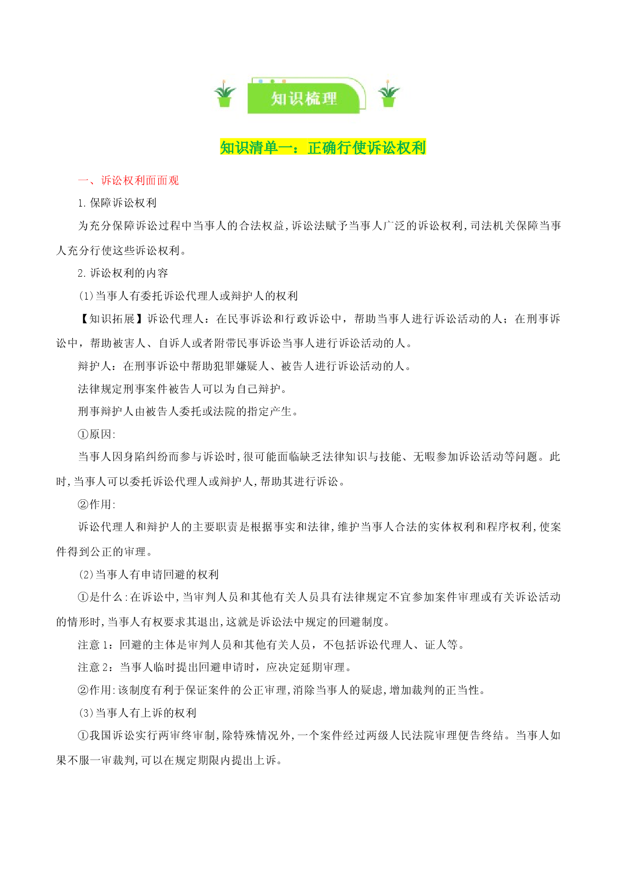 专题45 诉讼实现公平正义（知识清单）-2024年高考政治一轮复习知识清单（新高考通用）.docx 第2页
