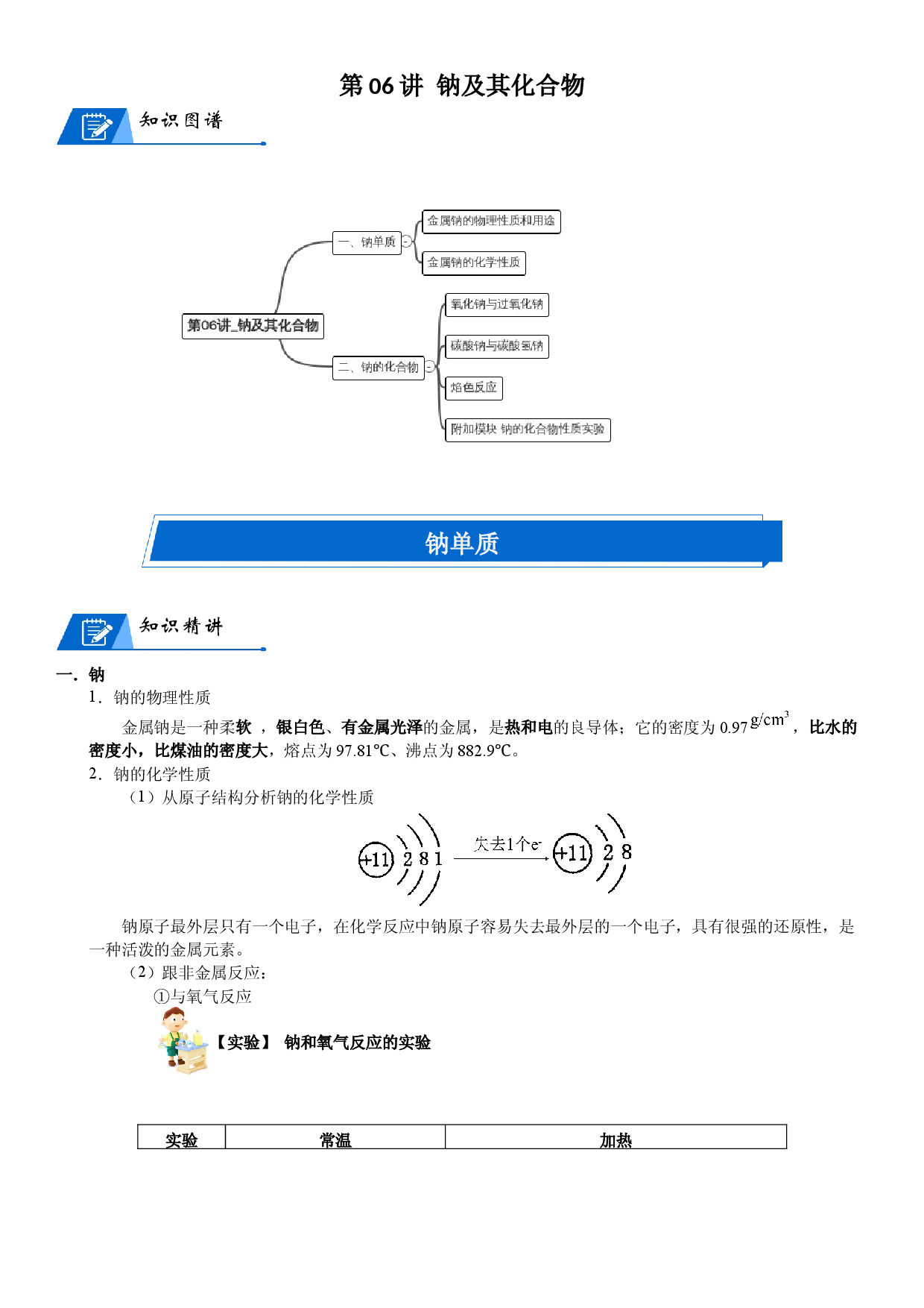 第06讲_钠及其化合物 讲义   2022-2023学年高一上学期化学人教版（2019）必修第一册 .docx 第1页