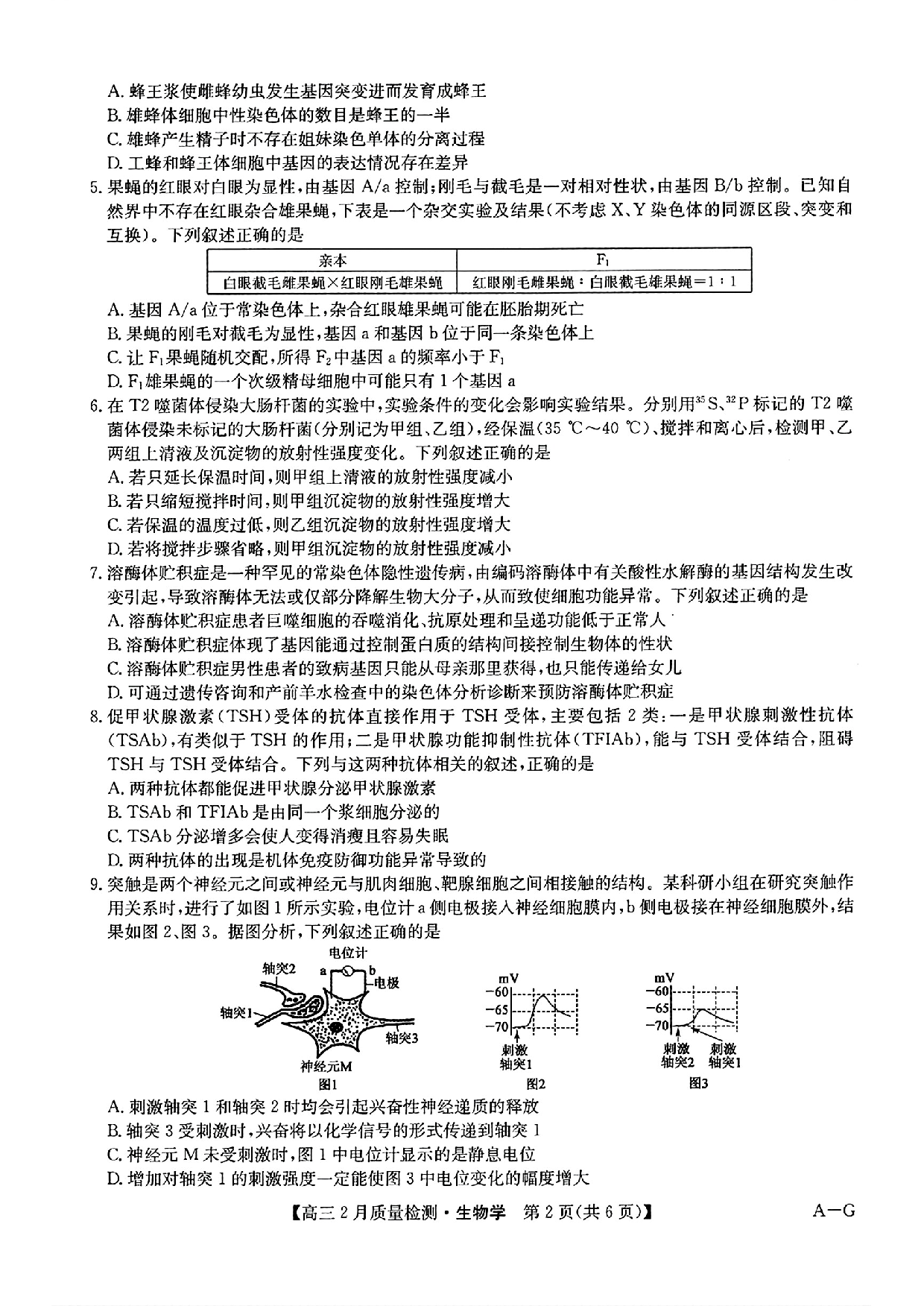 生物+九师联盟2025届高三2月质量检测巩固卷(G)（3.5-3.6）.pdf 第2页