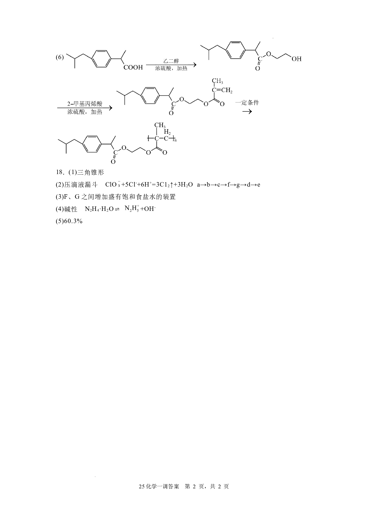 河北省石家庄实验中学2025届高三年级第一次调研考试化学答案.docx 第2页