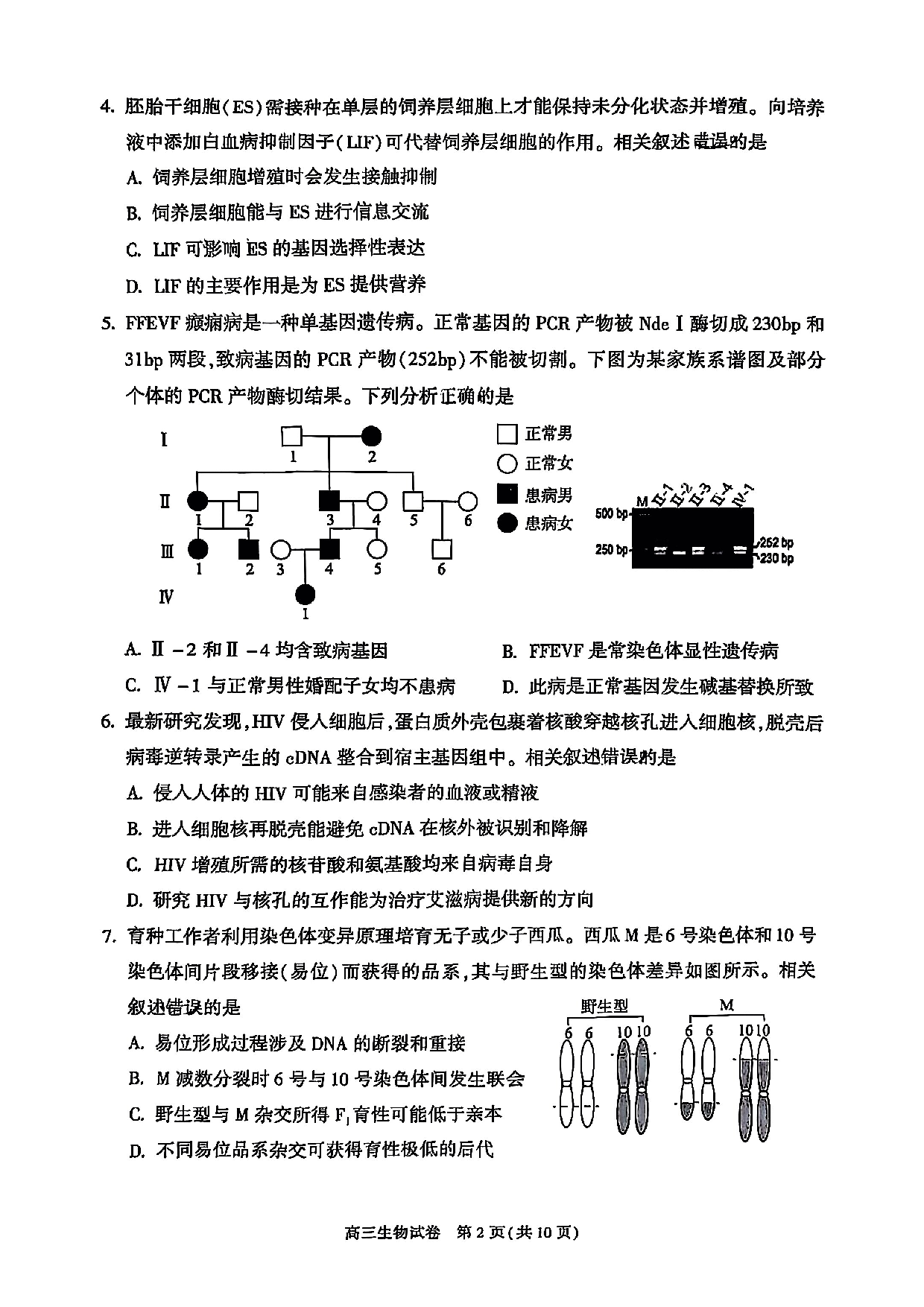 2025北京市朝阳区高三一模生物试题及答案.pdf 第2页