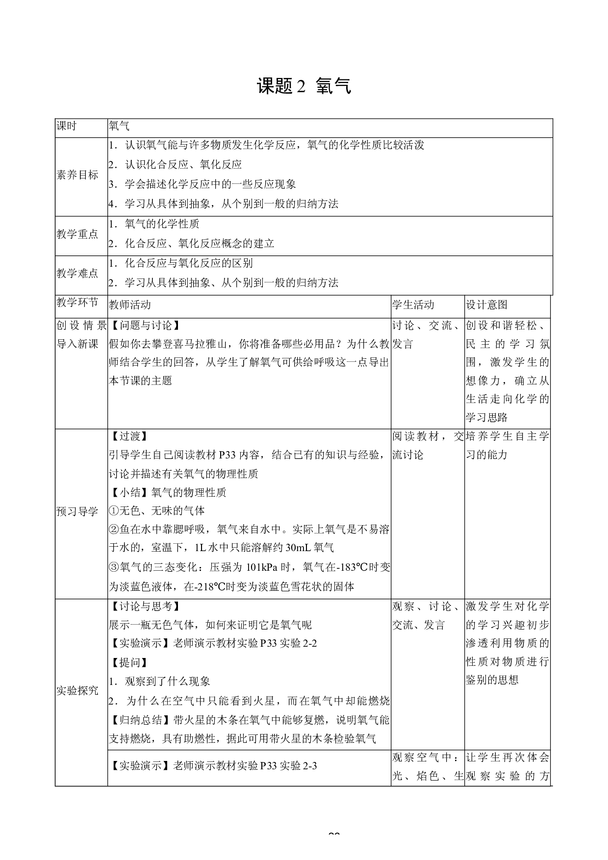 2.2 氧气-2023-2024学年九年级化学上册同步课堂实用教学设计（人教版）.docx 第1页