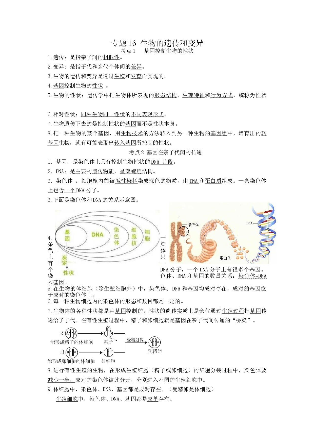 专题16 生物的遗传和变异（知识帮）-备战2023年中考生物一轮复习考点帮（全国通用）.docx 第1页