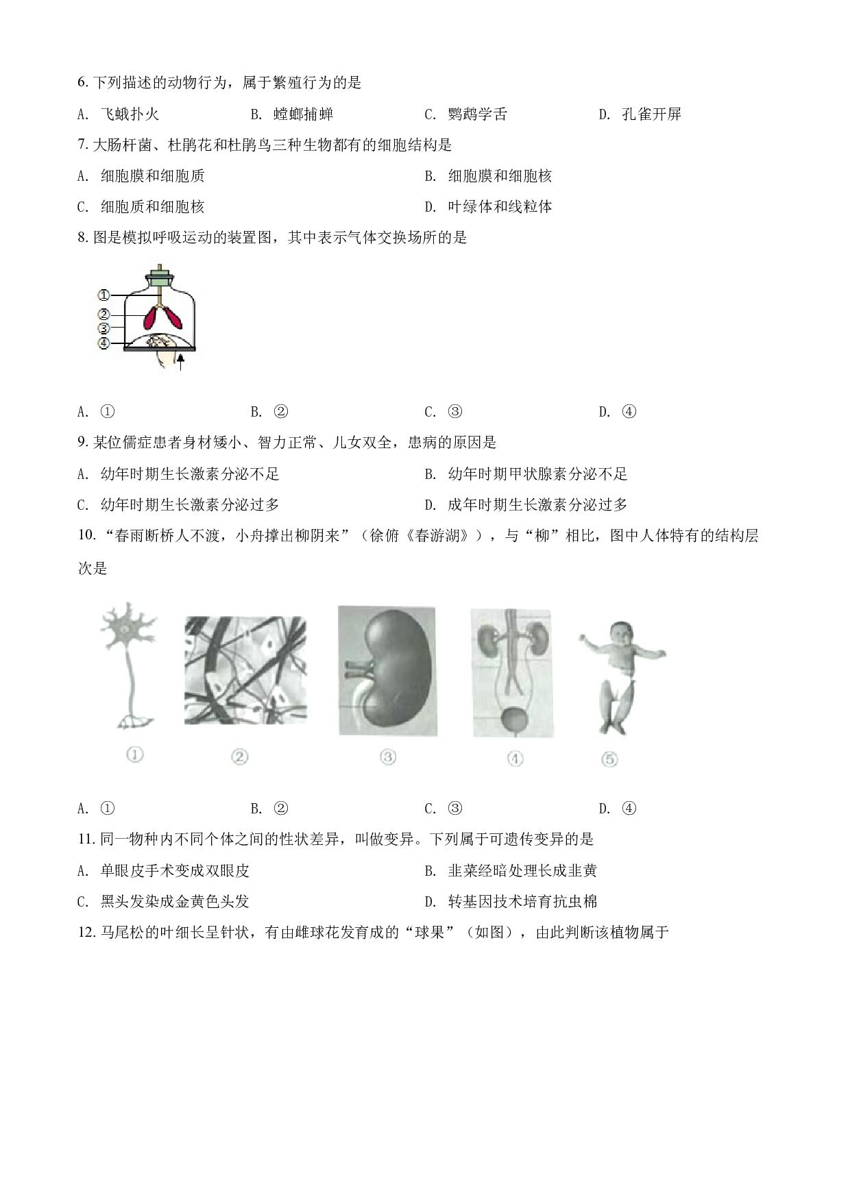 2022年江苏省泰州市中考生物真题.docx 第2页