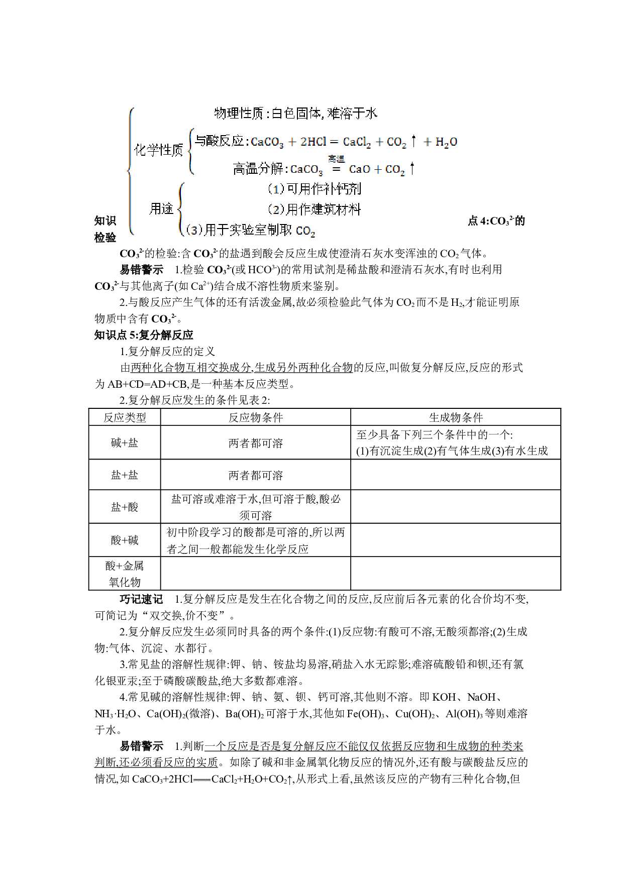 2020人教部编版九年级化学下册第十一单元盐、化肥知识点.doc 第2页