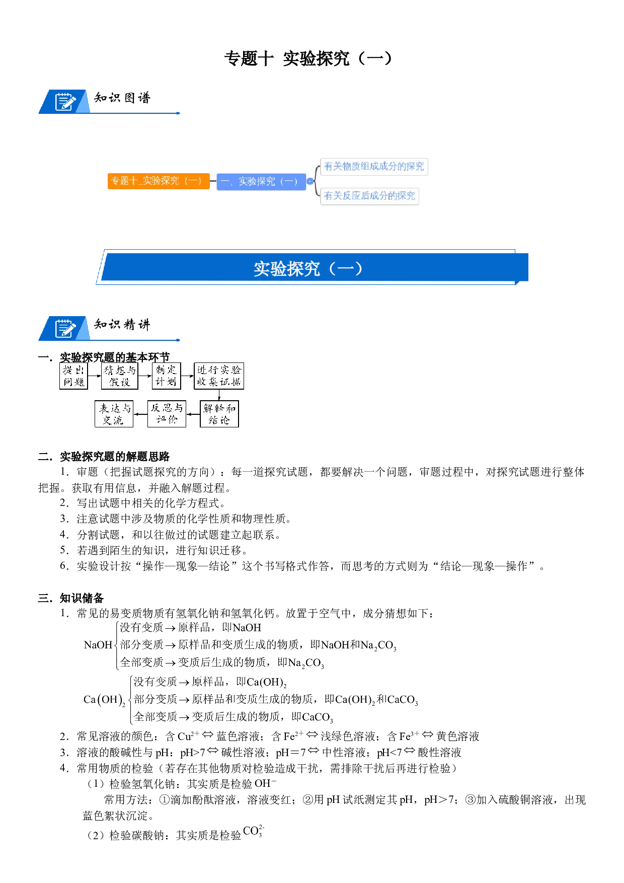 2023年中考复习专题十 实验探究（一 ).docx 第1页