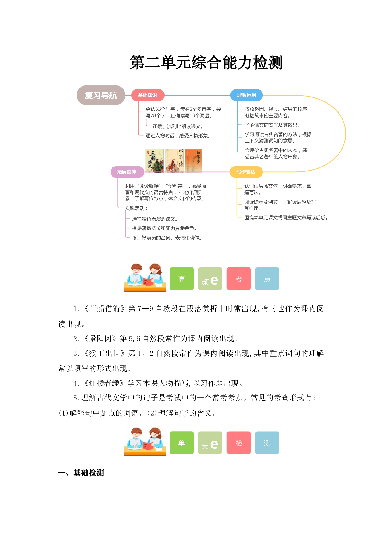 第二单元（单元测试）-五年级语文下册2025春模拟试卷学习资料.docx 第1页