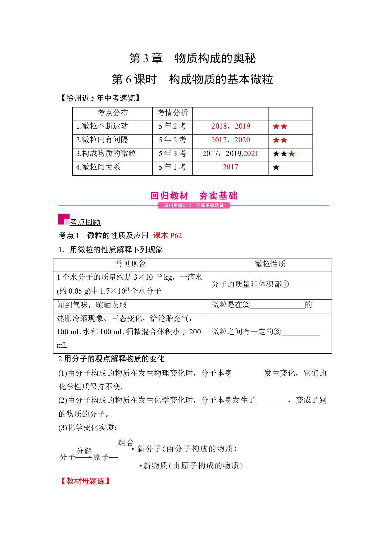 第6课时 构成物质的基本微粒-2022年江苏省徐州市中考化学一轮核心考点突破.docx 第1页