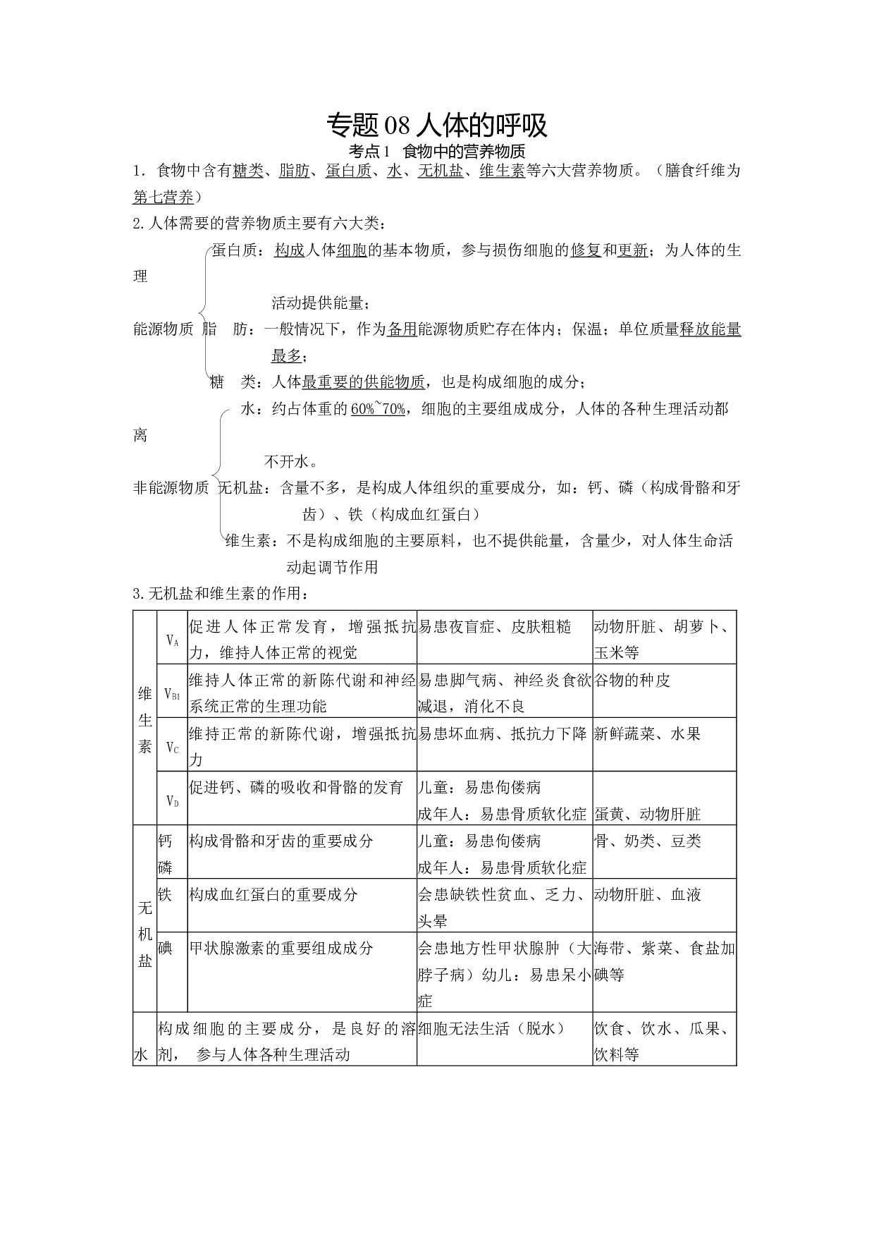专题08 人体的营养（知识帮）-备战2023年中考生物一轮复习考点帮（全国通用）.docx 第1页