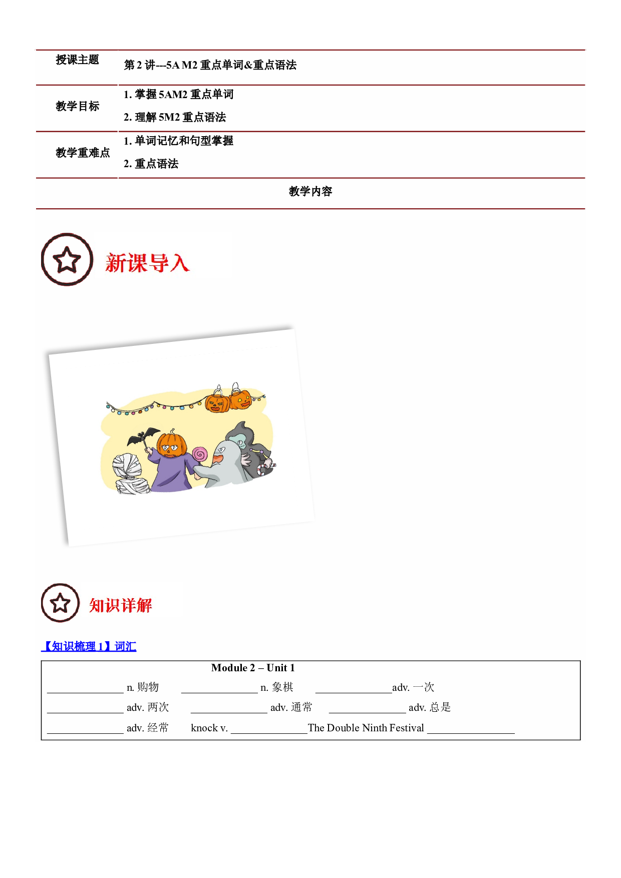 2023-2024学年小升初英语精美讲义+练习第2讲：5AM2（牛津上海版试用本）（学生版）.docx 第1页