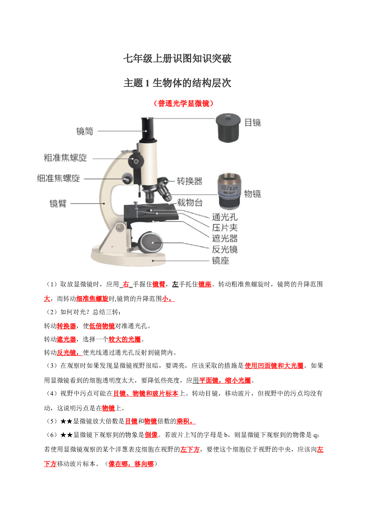 七年级上册识图知识突破-备战2024年中考生物复习重点难点易错点提分法宝.docx 第1页